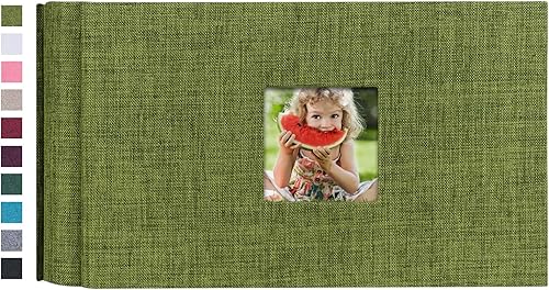 Miniatura 42 de Mublalbum Álbum de fotos pequeño de 4 x 6 pulgadas, 200 fotos, cubierta de lino, libro de fotos con bolsillos horizontales para boda, aniversario