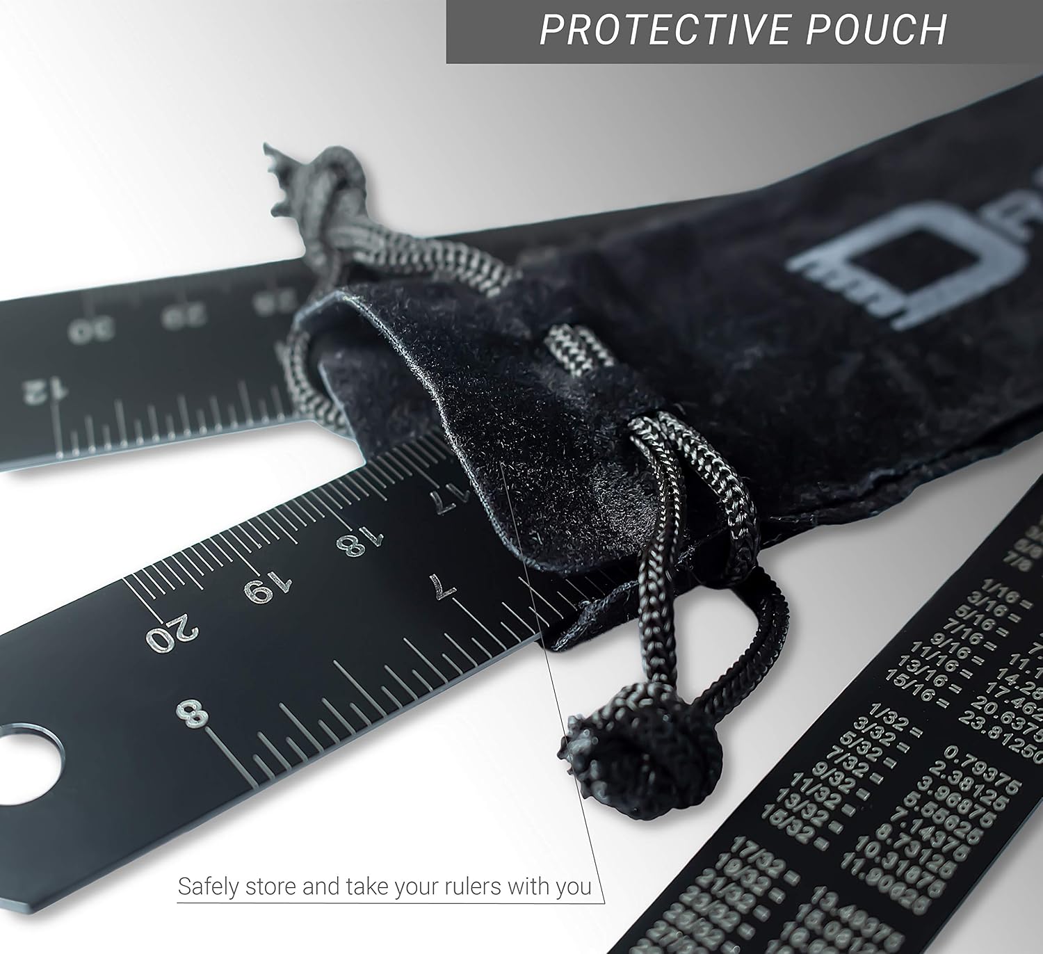 One-Day Sale: Up to 60% Off Steel Black Metal Ruler Set - 12, 8, 6 Inch Measuring Kit - Straight Edge Drafting Tool for Architects, Engineers, Crafts, Woodworking - Imperial and Metric Graduations - Protective Pouch Included
