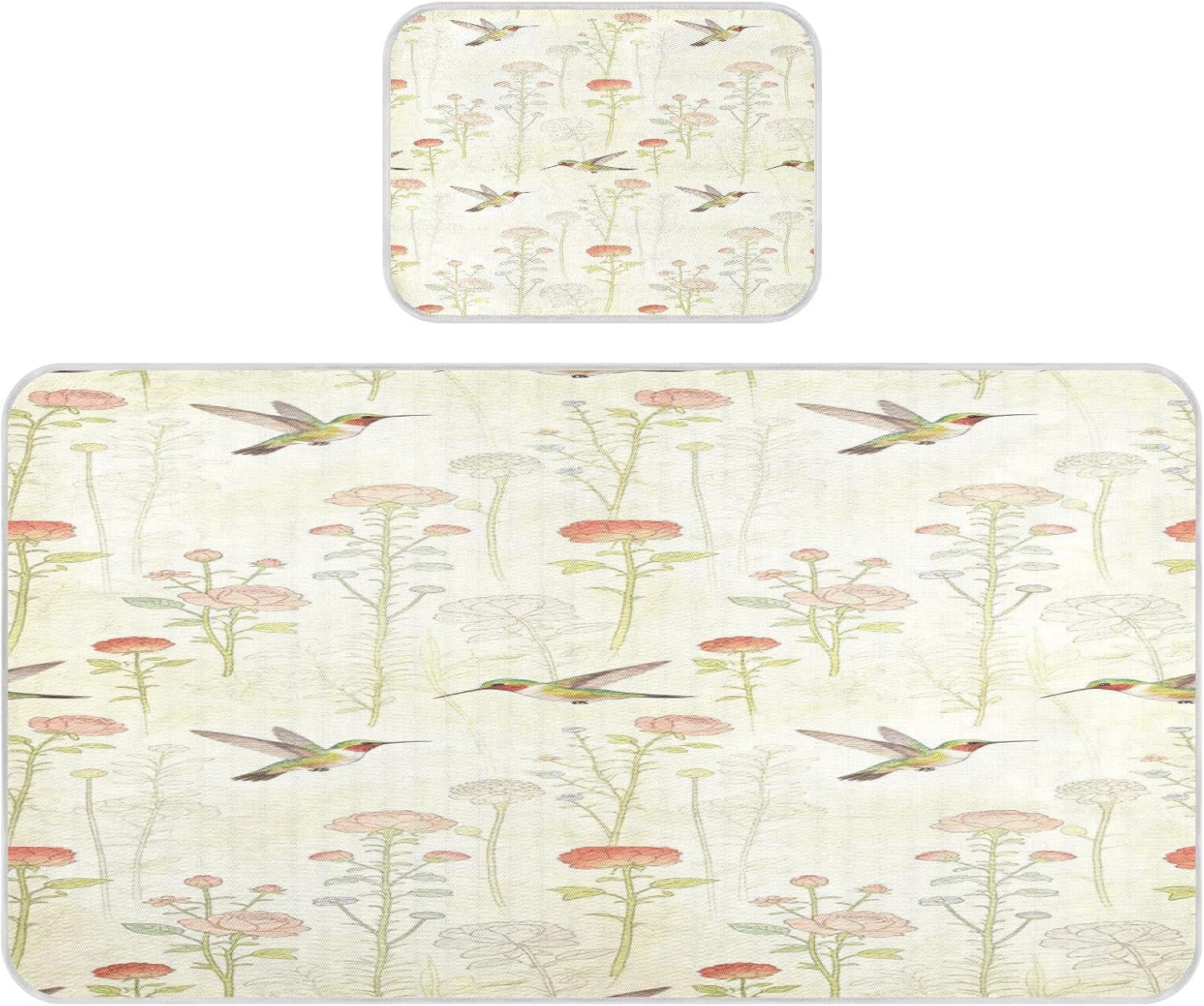 Cooling Baby Mattress pad Protector 28" x 52" Washable Vintage Hummingbird Lovely Bed Pads for Kids for Baby&Toddler