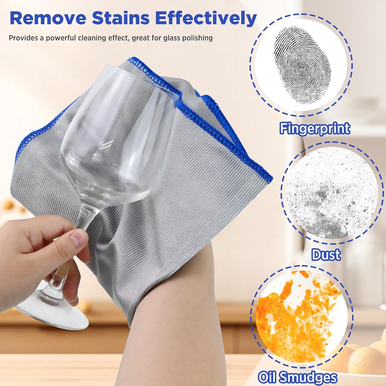 Puomue 12 Pack Microfiber Glass Cleaning Cloth, 320GSM Thick Lint Free Glass Towels, Reusable Window Cleaning Cloth for Windshields, Lenses, Glasses, Mirrors & Windows, Polishing Silver, 13.8" x 10.8"