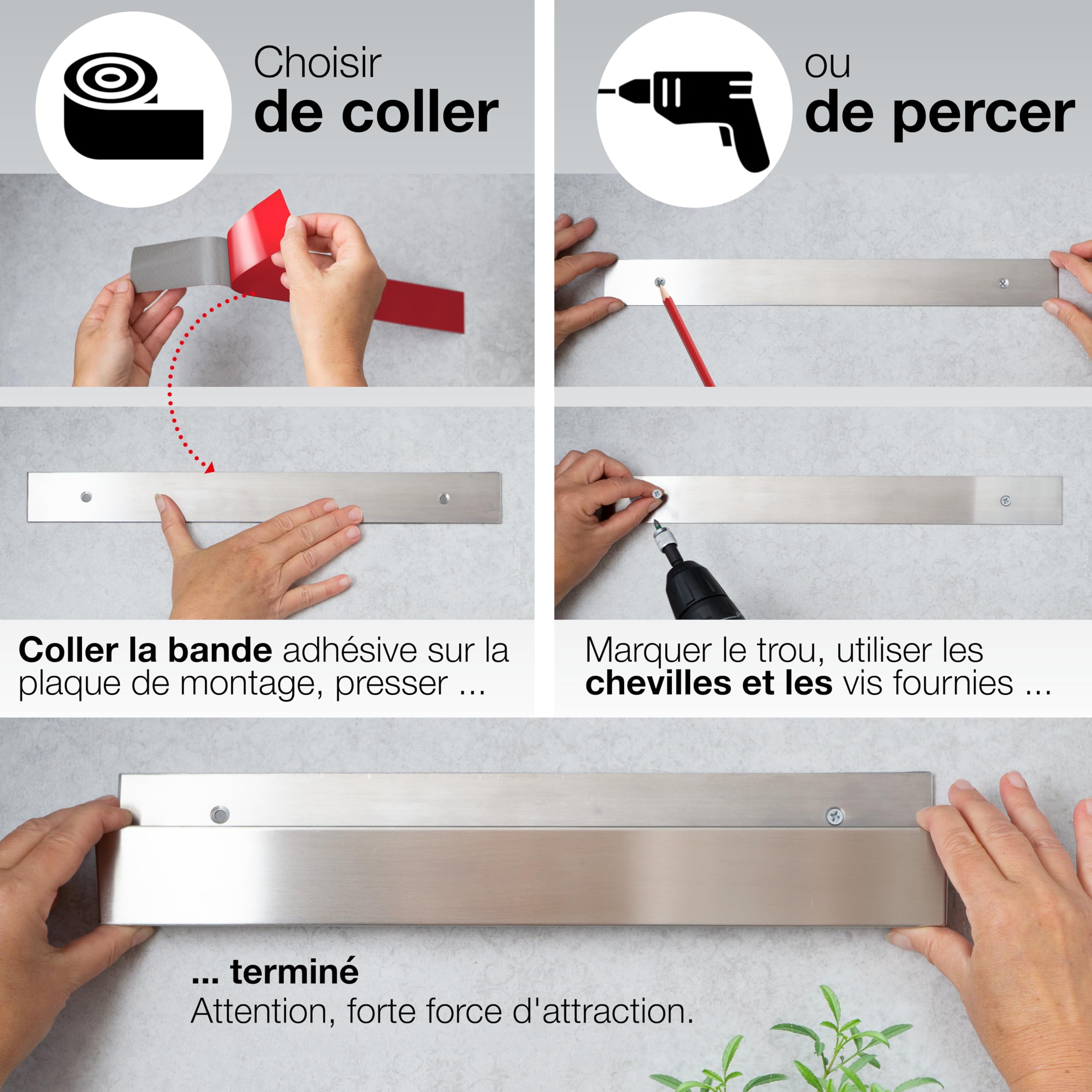 Barre Magnétique Couteaux Moritz & Moritz 40cm - Acier Inoxydable - Puissant Aimant Pour Rangement Cuisine