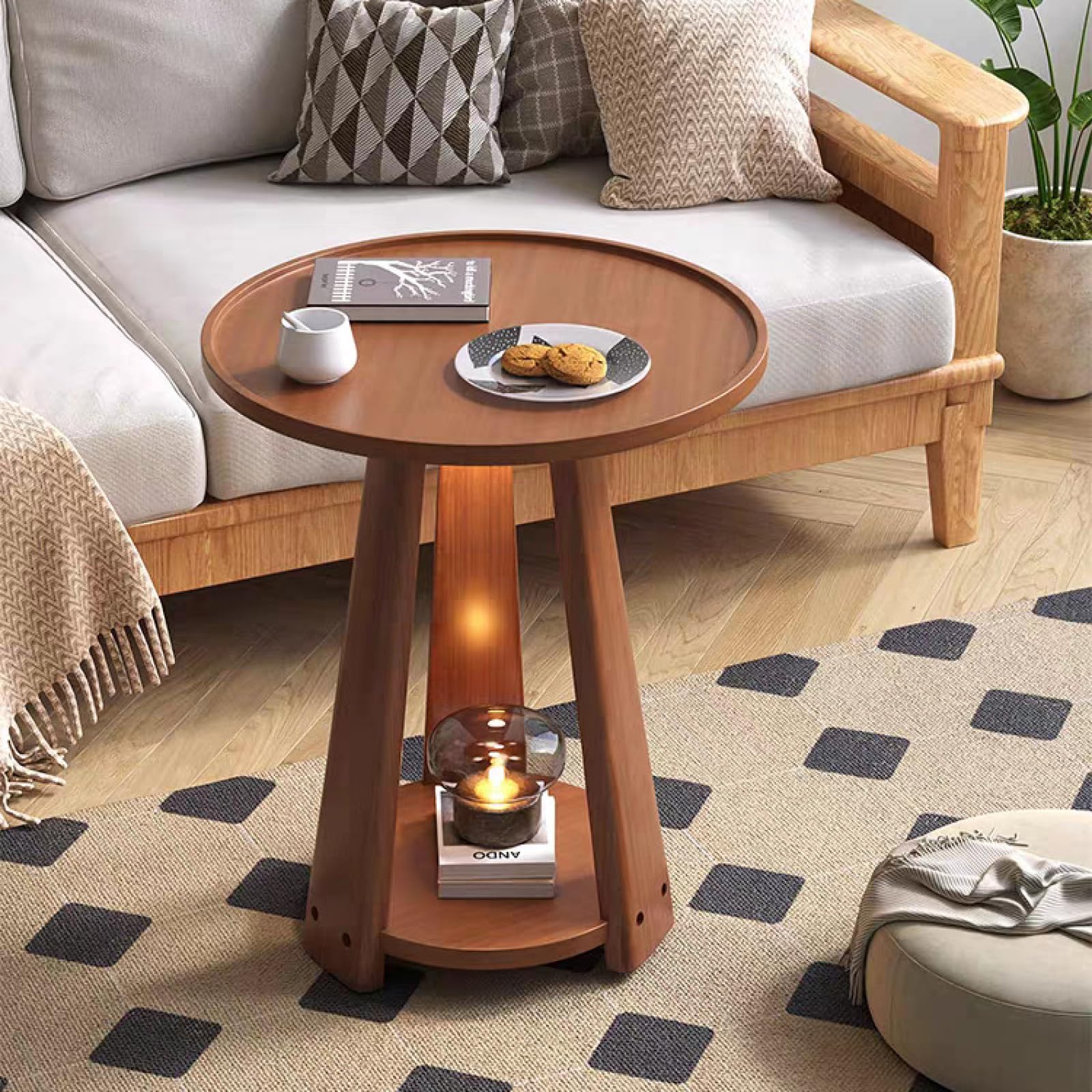 Mid Century Modern Round Side Table 2 Tier Round Side Table with