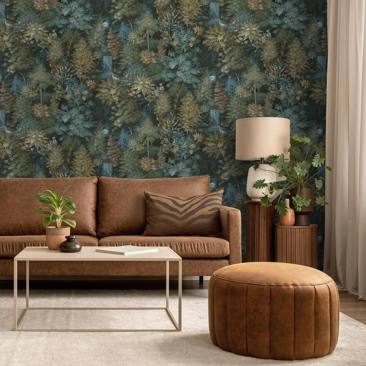 Holden Botany Midnight Woods Wallpaper Teal/Yellow (14150)
