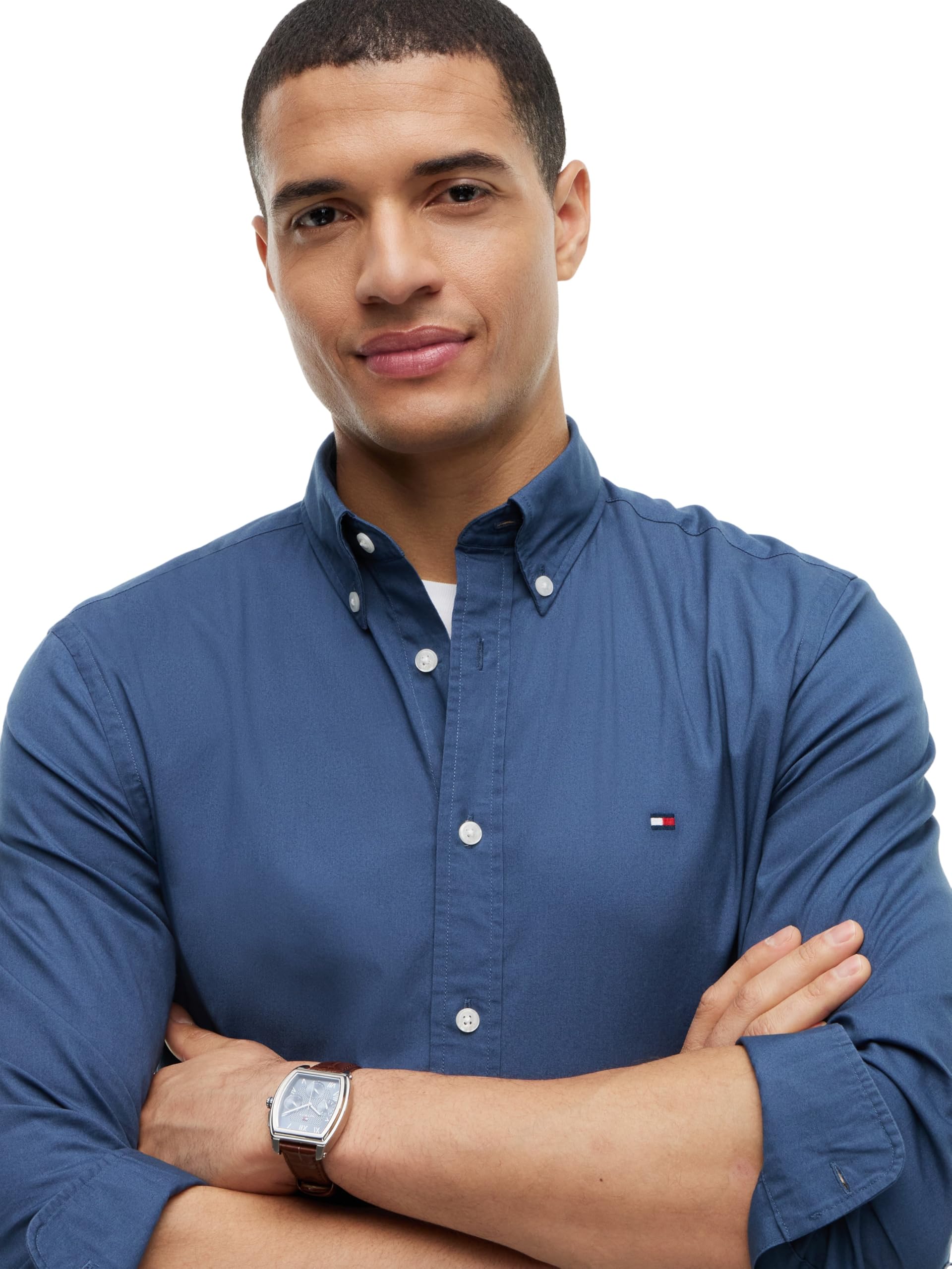Tommy Hilfiger Herren Hemd Flex Poplin Solid Regular Fit