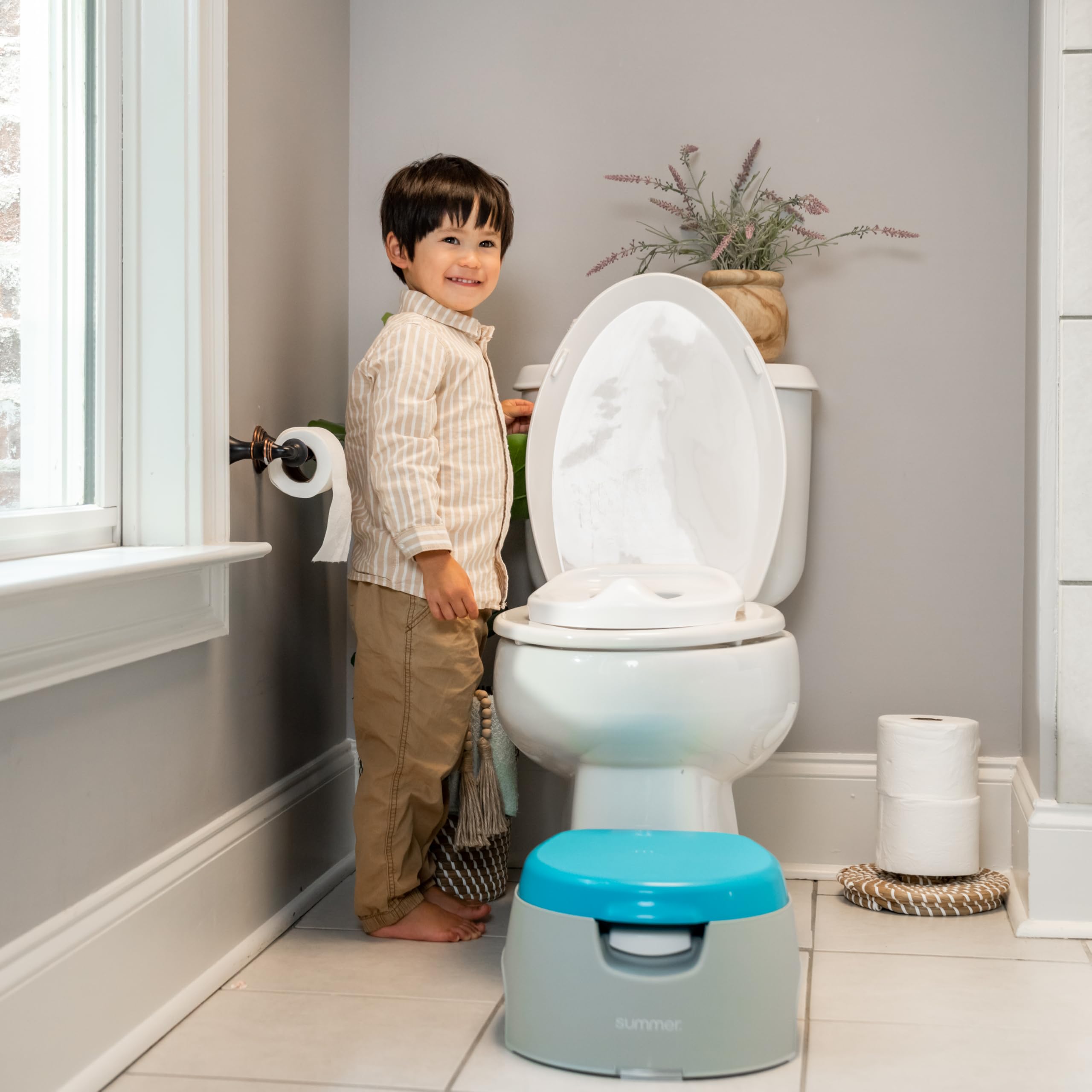 Sommer 3-in-1 Train with Me Potty - Töpfchensitz, Töpfchenaufsatz und Tritthocker für Kleinkinder Töpfchentraining und darüber hinaus - Leicht zu leeren und zu reinigen, platzsparende 3-in-1-Lösung