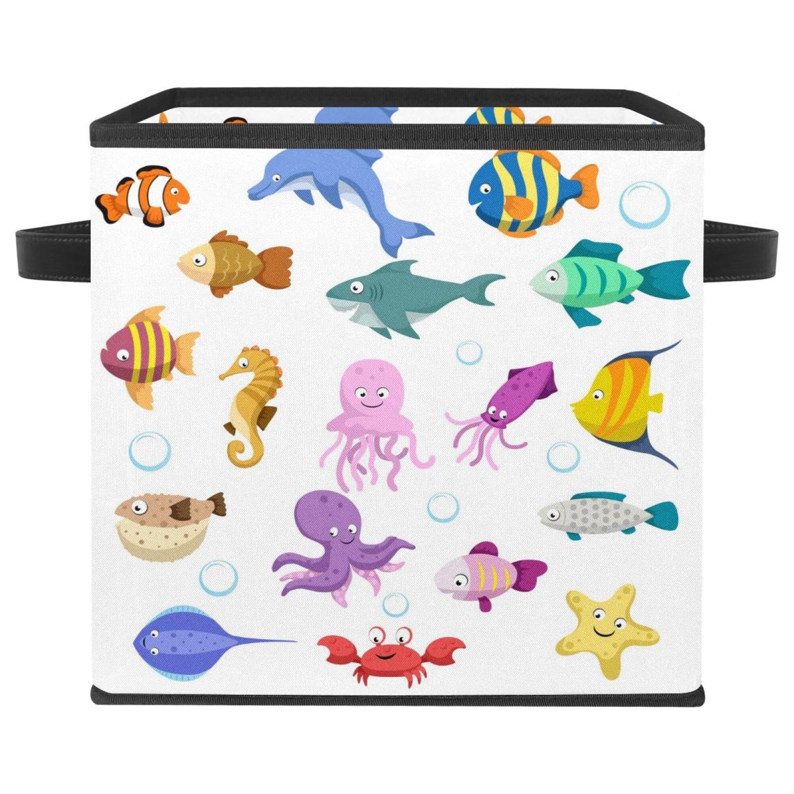 Boîte de rangement pliable motif corail en tissu pour le placard