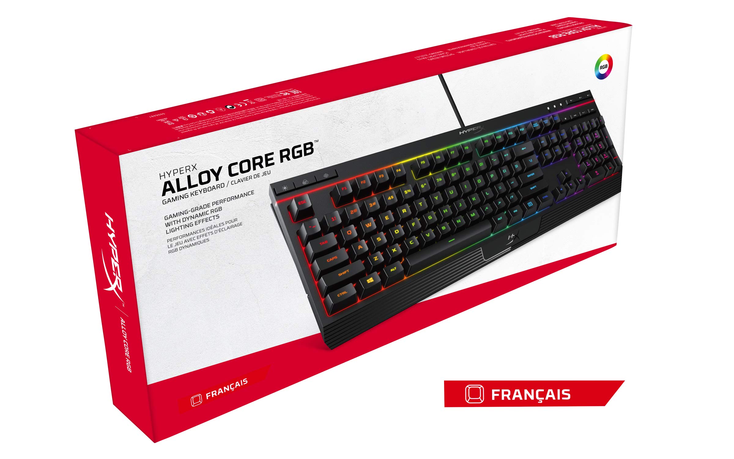 HyperX Alloy Core RGB, Tastiera da Gaming Cablata, 6 Effetti di Luce e 3 Livelli di Luminosità, Telaio di Plastica Rinforzata, Tasti Morbidi e Silenziosi, Resistente all'Acqua, Blocco Tastiera, Nera