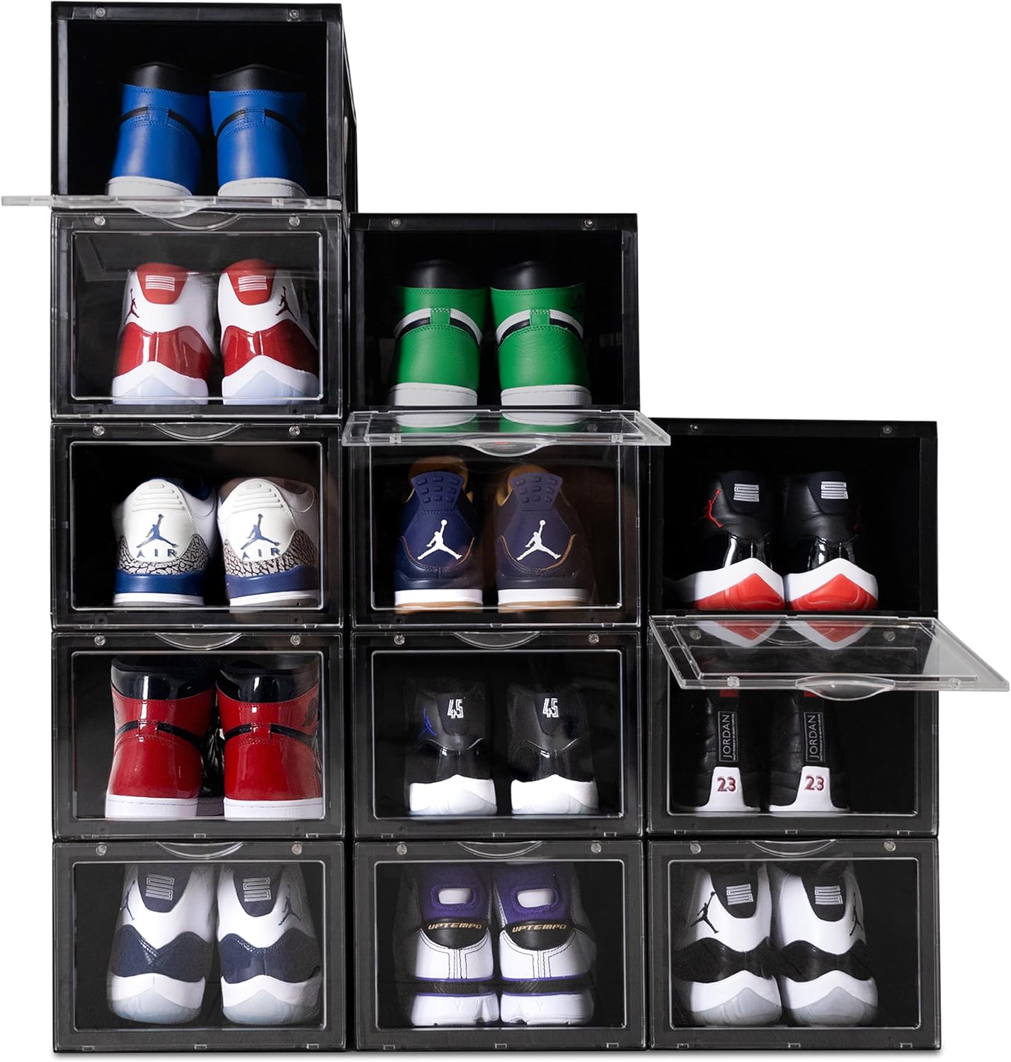 OLLIE Drop Front Hard Plastic Shoe Storage Fits Up to Size 11 Mens