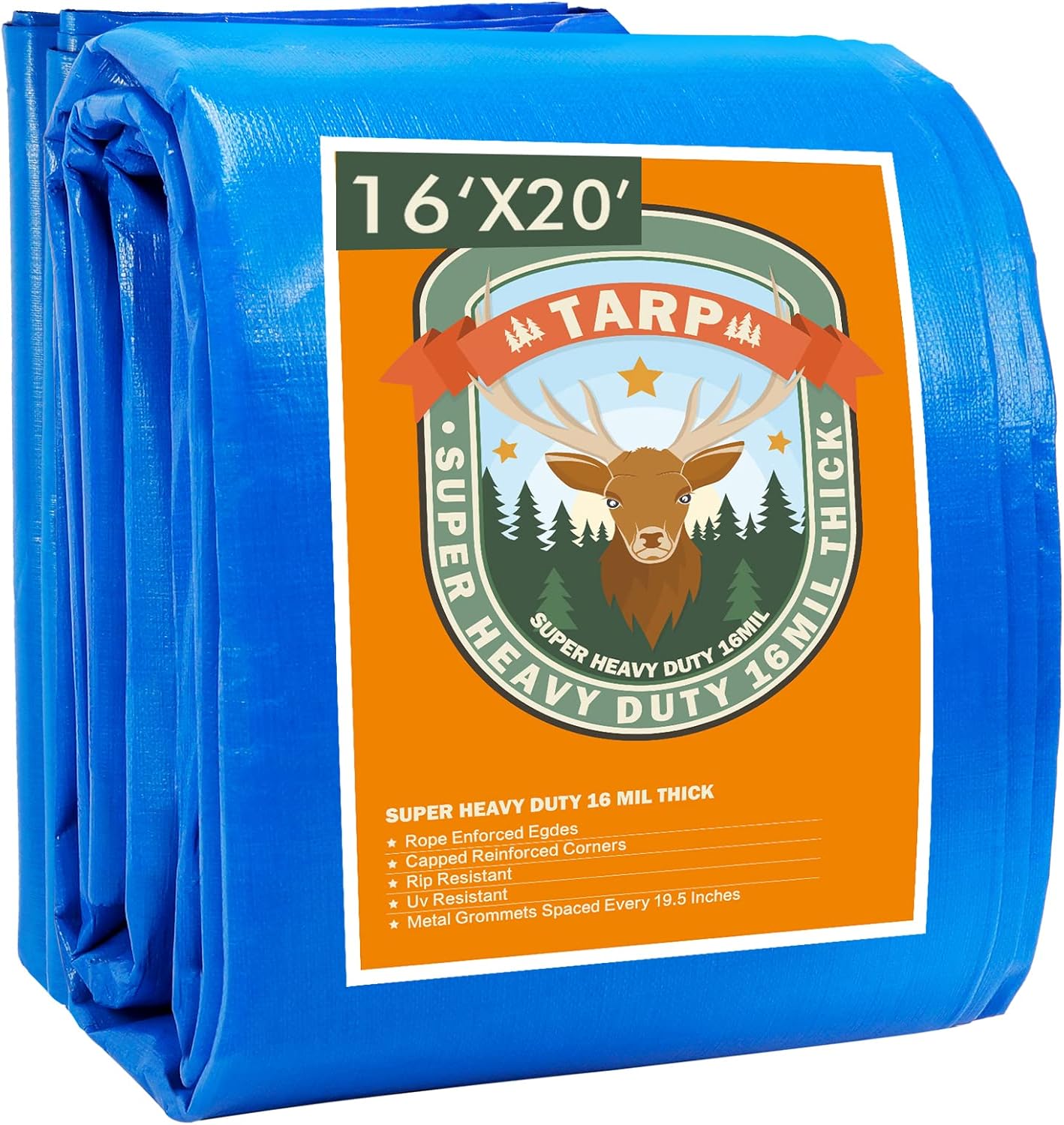 Heavy-Duty 16×20 Waterproof Blue Tarp with Grommets – Ideal for Camping & Emergencies