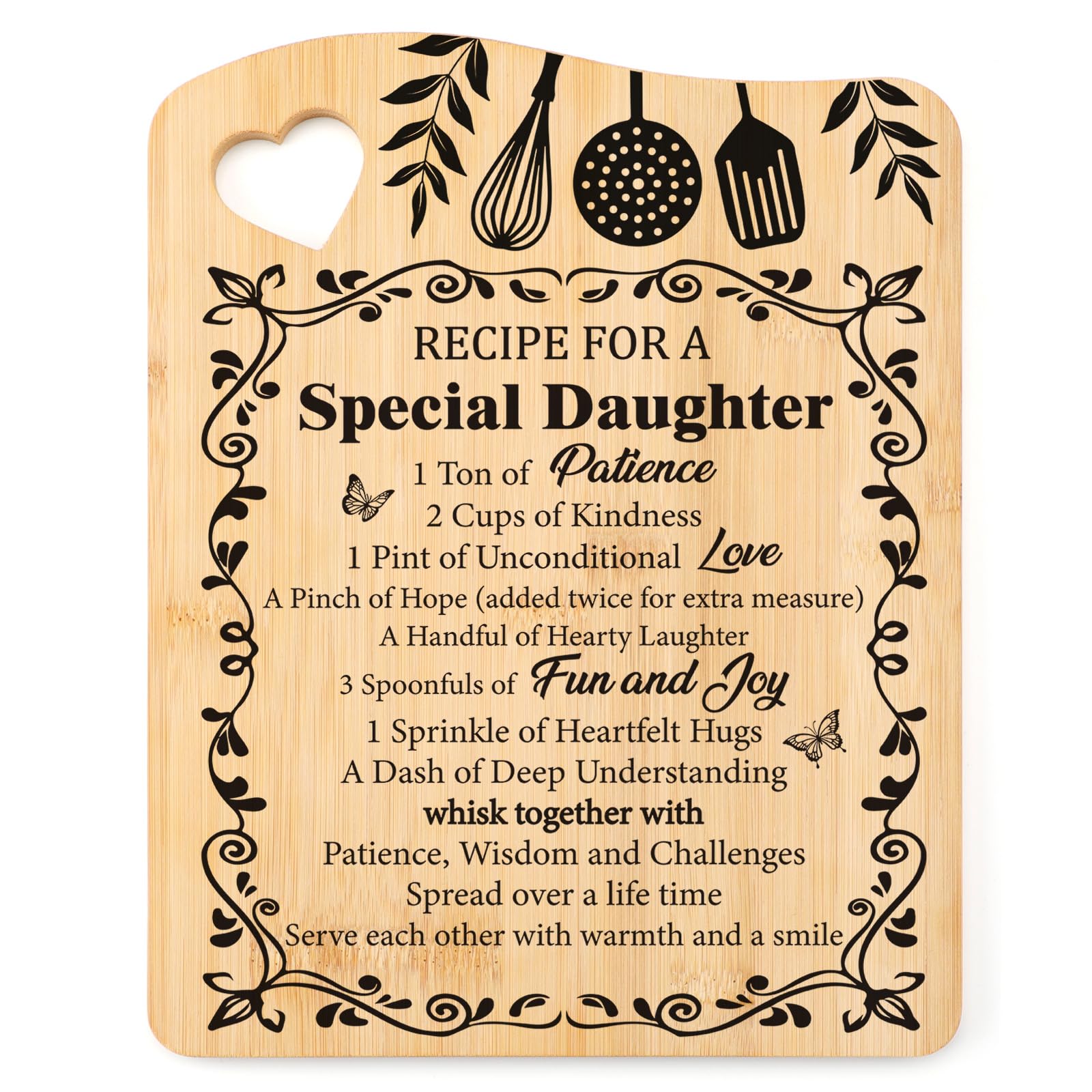 PRSTENLY Daughter Gifts, Daughter Birthday Gifts, Daughters Gift from Mum Dad, Bamboo Chopping Board Gift for Girl, Christmas Birthday Graduation Present for Her Wedding Daughters Present