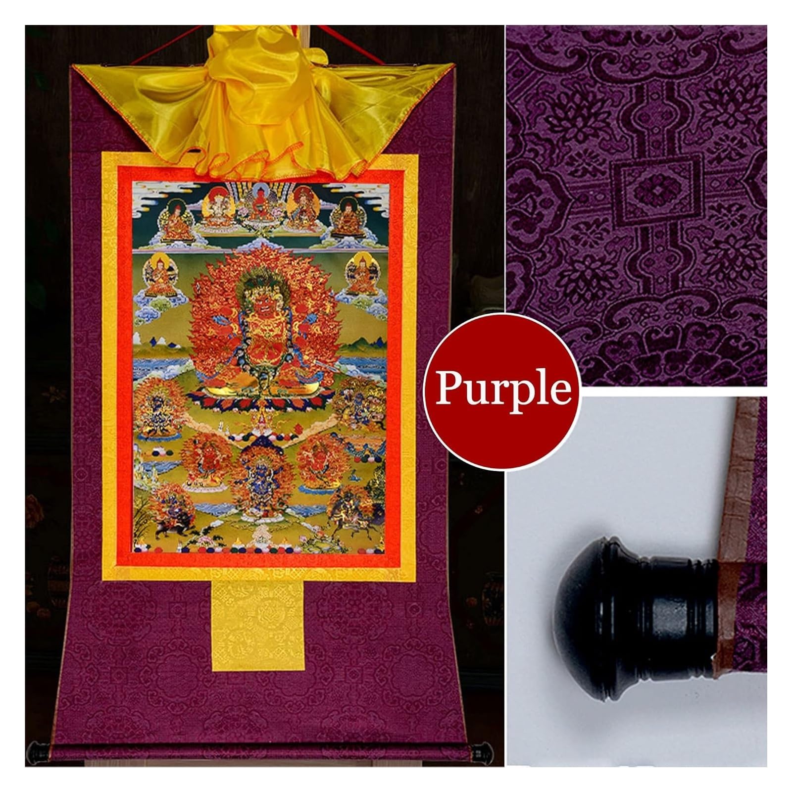 Thangka-Gemälde, tibetisches Thangka, Thangka-Gemälde, buddhistischer Wandteppich, Hayagriva (Yaksha-Begleiter, Weisheitskönig), tibetische Thangka-Malkunst, buddhistischer Thangka-Brokat, Buddha-Wand