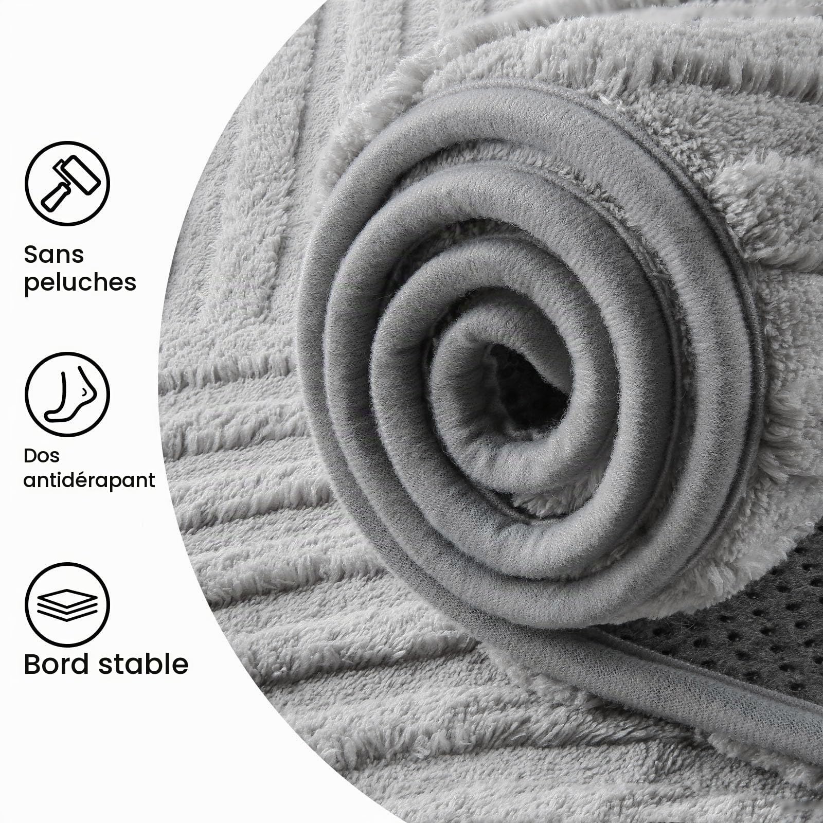 Sour Lemon Tapis de salon 200 x 300 cm, Tapis 3D gris clair avec design circulaire, Tapis peluche courte lavable, Tapis antidérapant pour chambre, salle à manger, cuisine et bureau