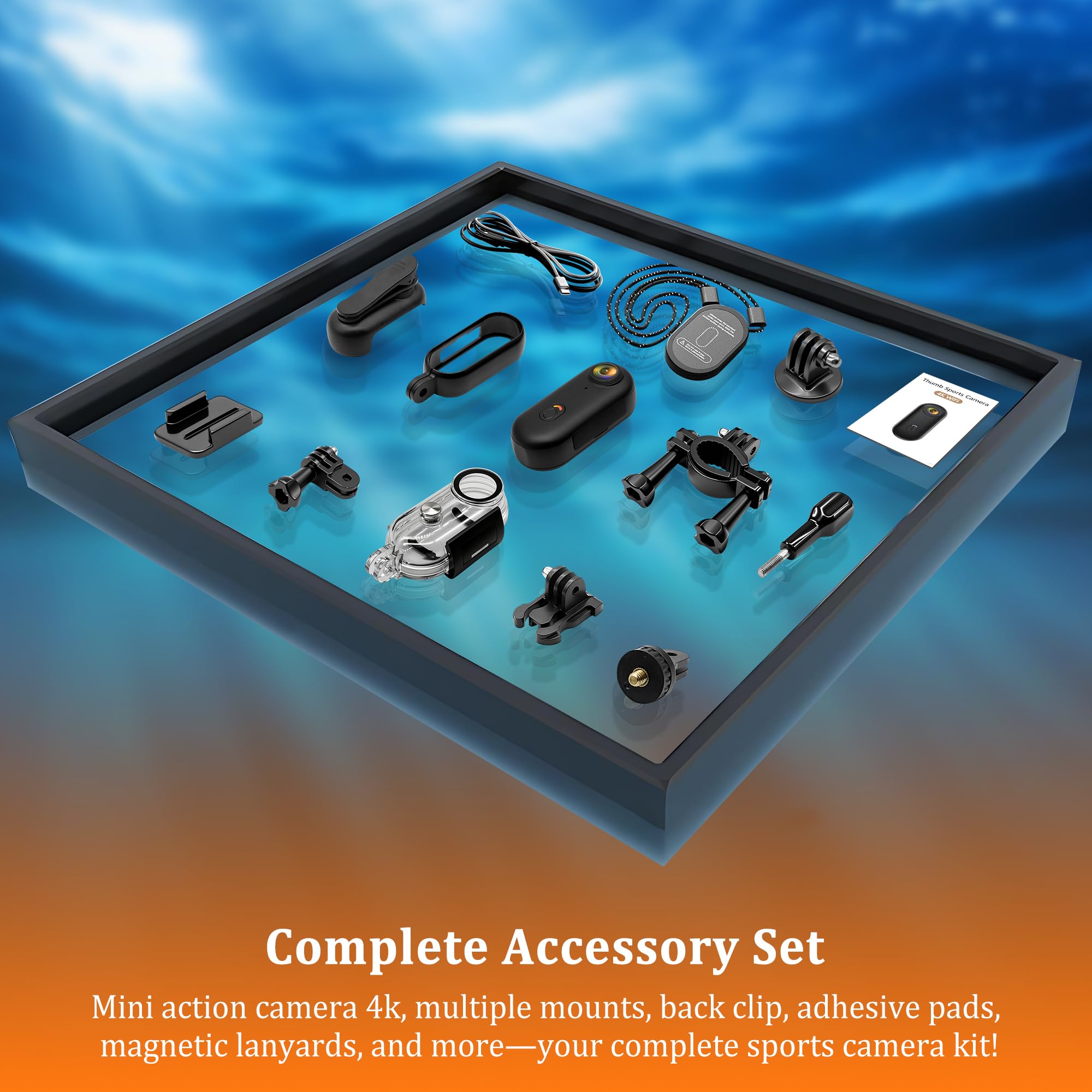 Action Camera 4K, dimensioni pollice, con custodia impermeabile per