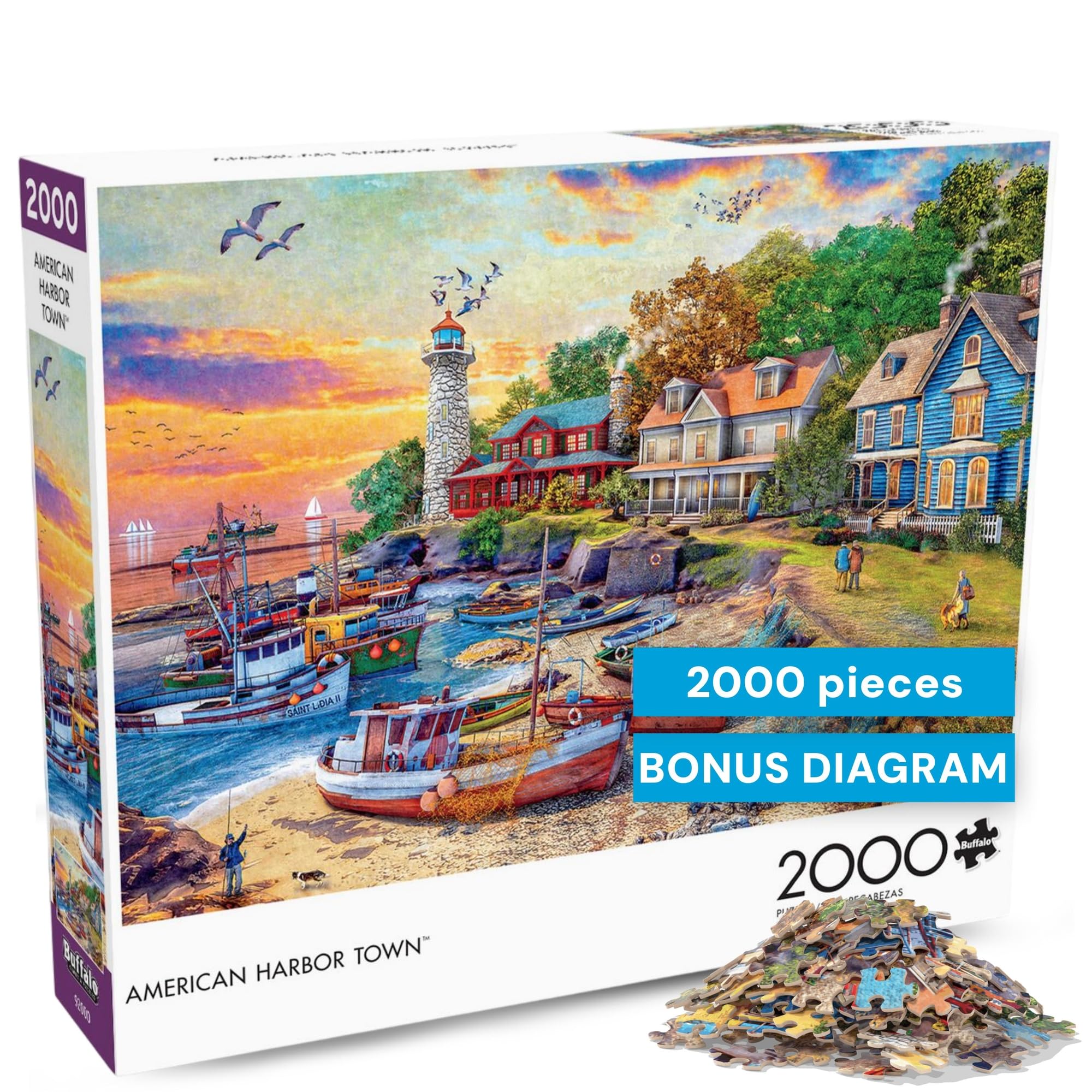 American Harbor Town - 2000 Piece Jigsaw Puzzle