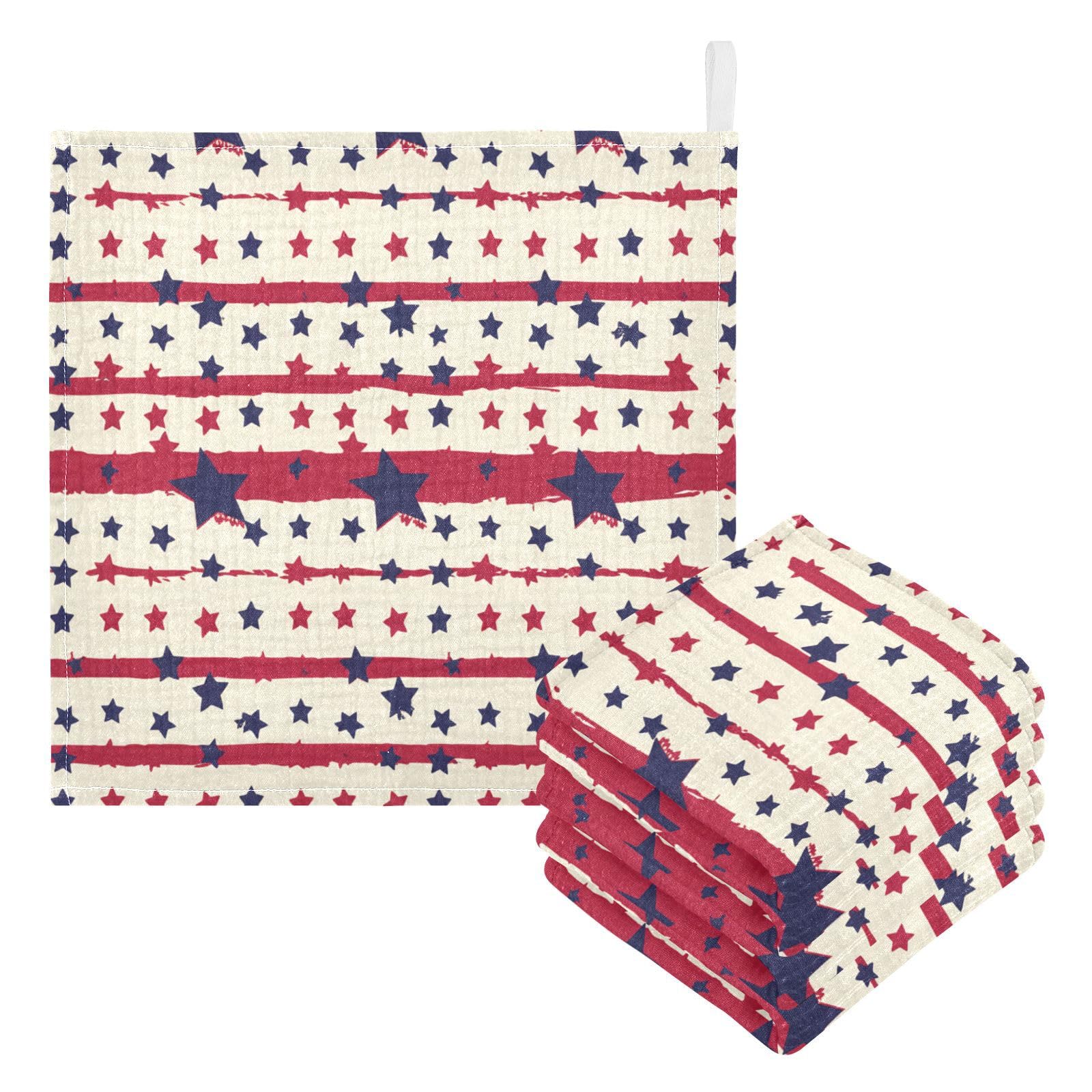 Kigai Independence Day Baby Washcloths,3pcs Ultra Soft Absorbent Towel,Newborn Bath Face Towel, Natural Reusable Baby Wipes for Sensitive Skin, Baby Registry as Shower