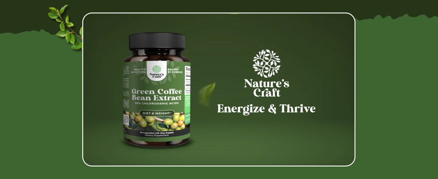 Pure Green Coffee Bean Extract - Super Energizing Green Coffee Extract with 50% Chlorogenic Acid for Antioxidant Healthy Heart Health Mental Focus - Natural Energy Supplement for Adults - 60 Count