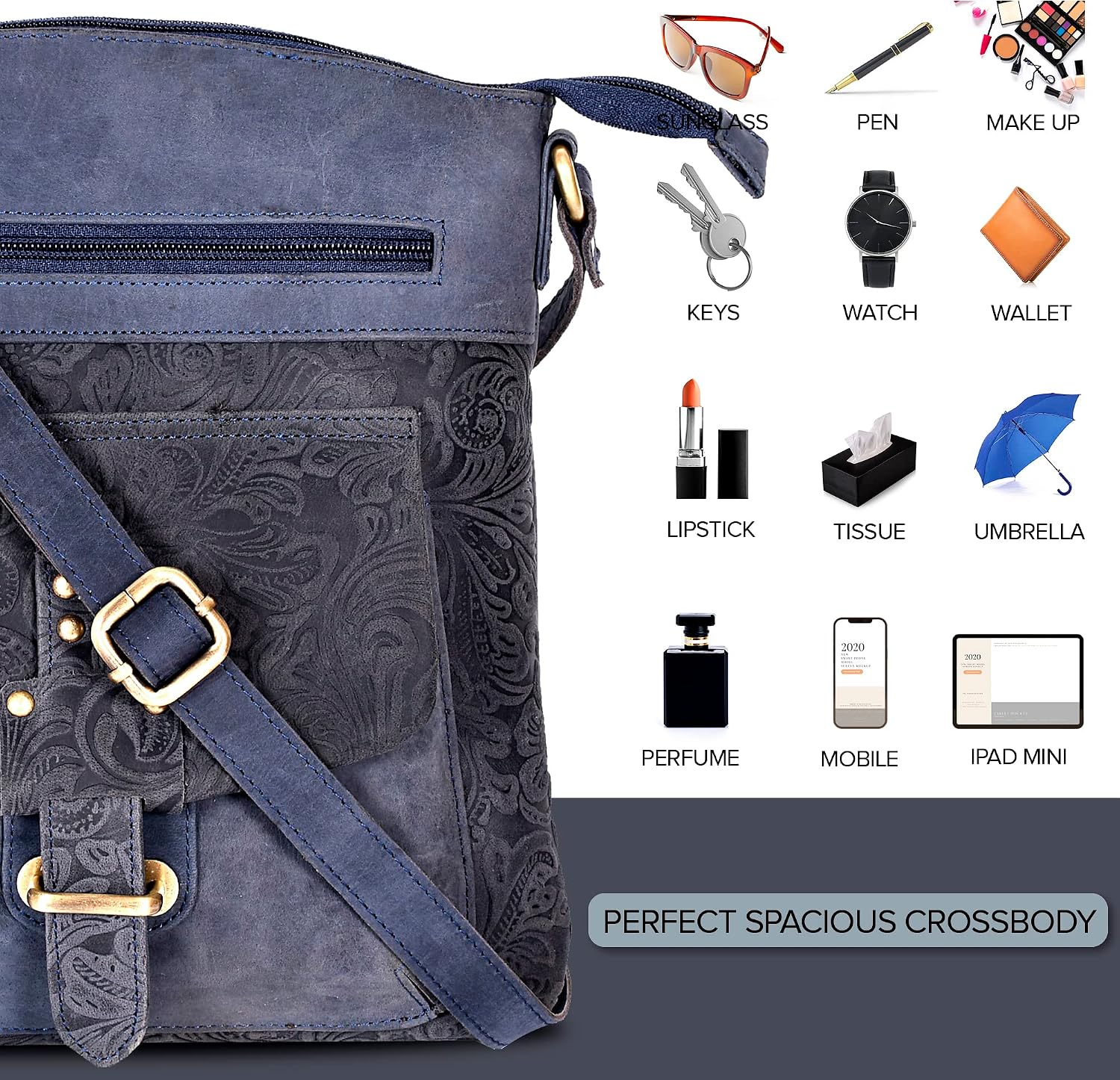 Real Leather Crossbody Purses for Women -Medium Size Flap Pocket Adjustable Strap, Soft Leather Women's Shoulder Handbags