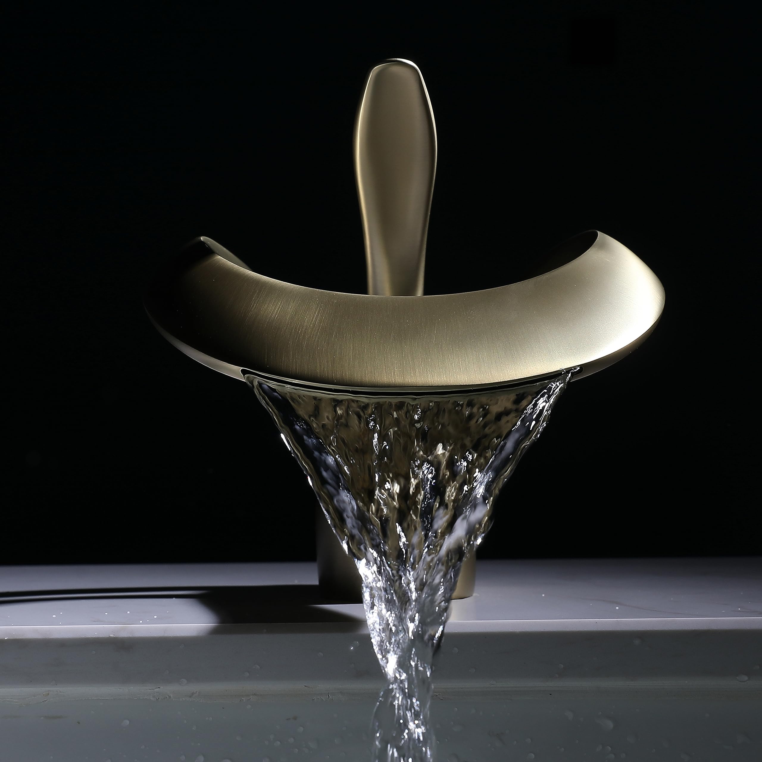 Badkamer Kraan, Messing Waterval Wijdverspreide Enkele Handgreep Een Hole Badkamer Kraan Met Warm En Koud Switch (Wit