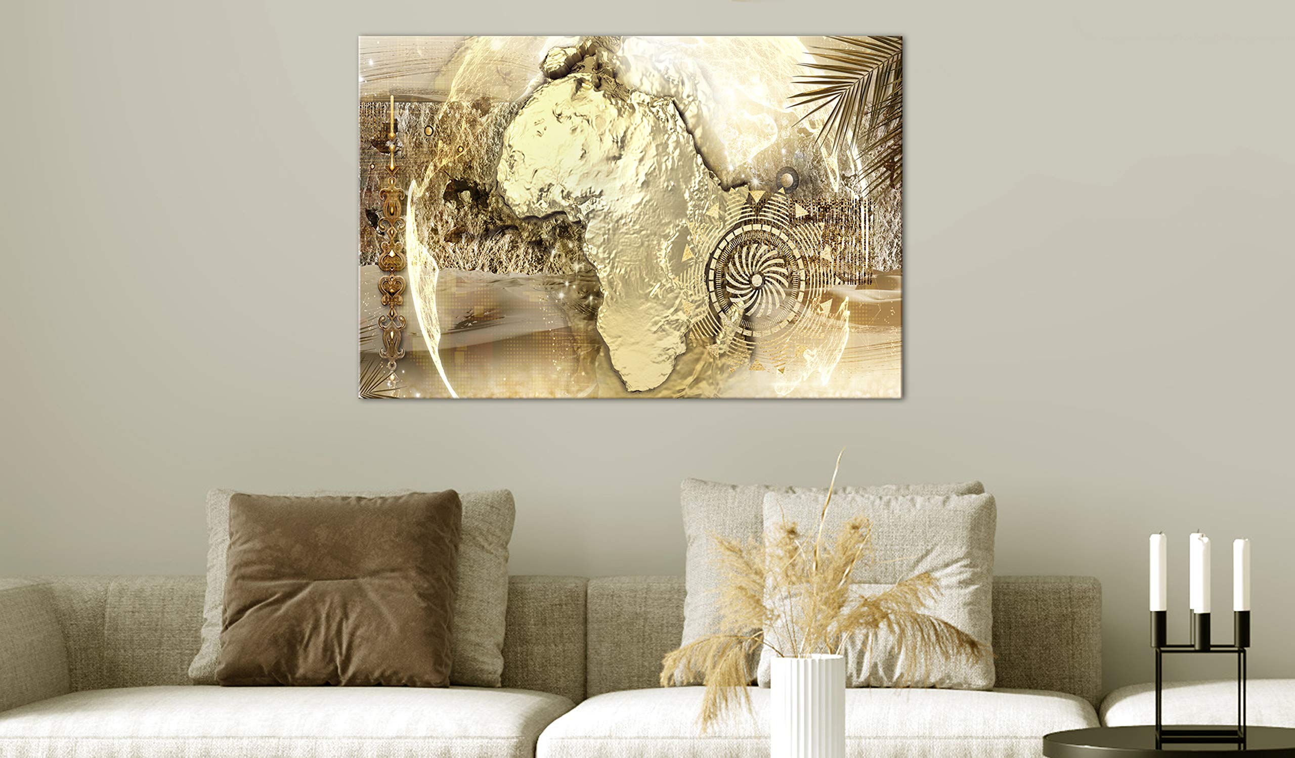 artgeist Acoustic Canvas Wall Art Print World Map 35x24 in - 1pcs Picture with Acoustic Foam Sound Print Artwork Room Acoustics Soundproofing Abstract Africa n-C-0320-b-a
