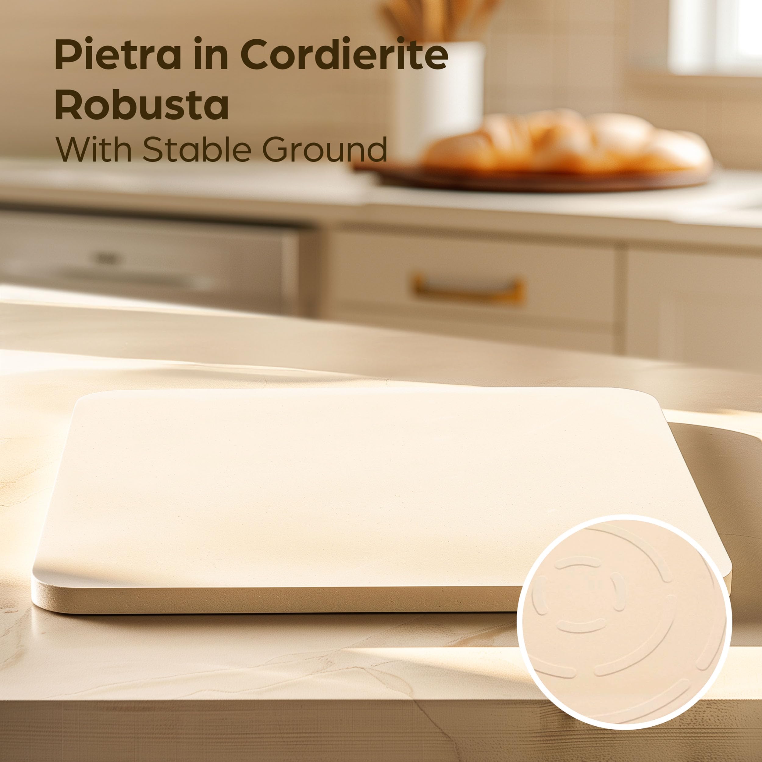 Praknu Pietra Refrattaria per Pizza da Forno Elettrico, Grill e Barbecue - Rettangolare 30x38 cm - Per un Impasto Croccante