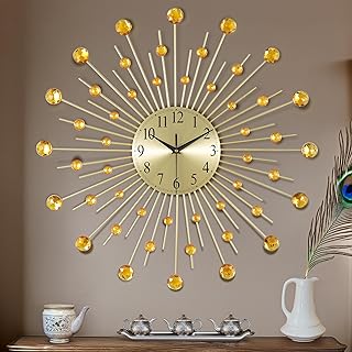 Lafocuse 23 Inch Golden Large Wall Clock for Living Room Décor, Modern S...