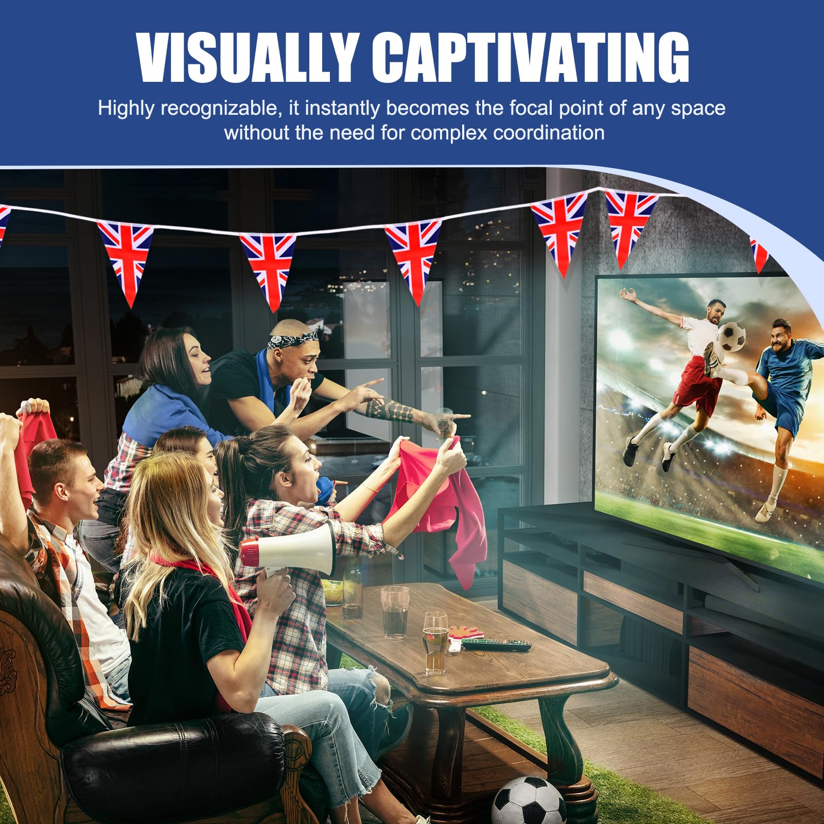 Lotnery 12M/39ft Long British Flag Bunting with 30 Double-Sided Union Jack Triangle Flags for Sports Street Celebrations and Events Decorations - Image 3