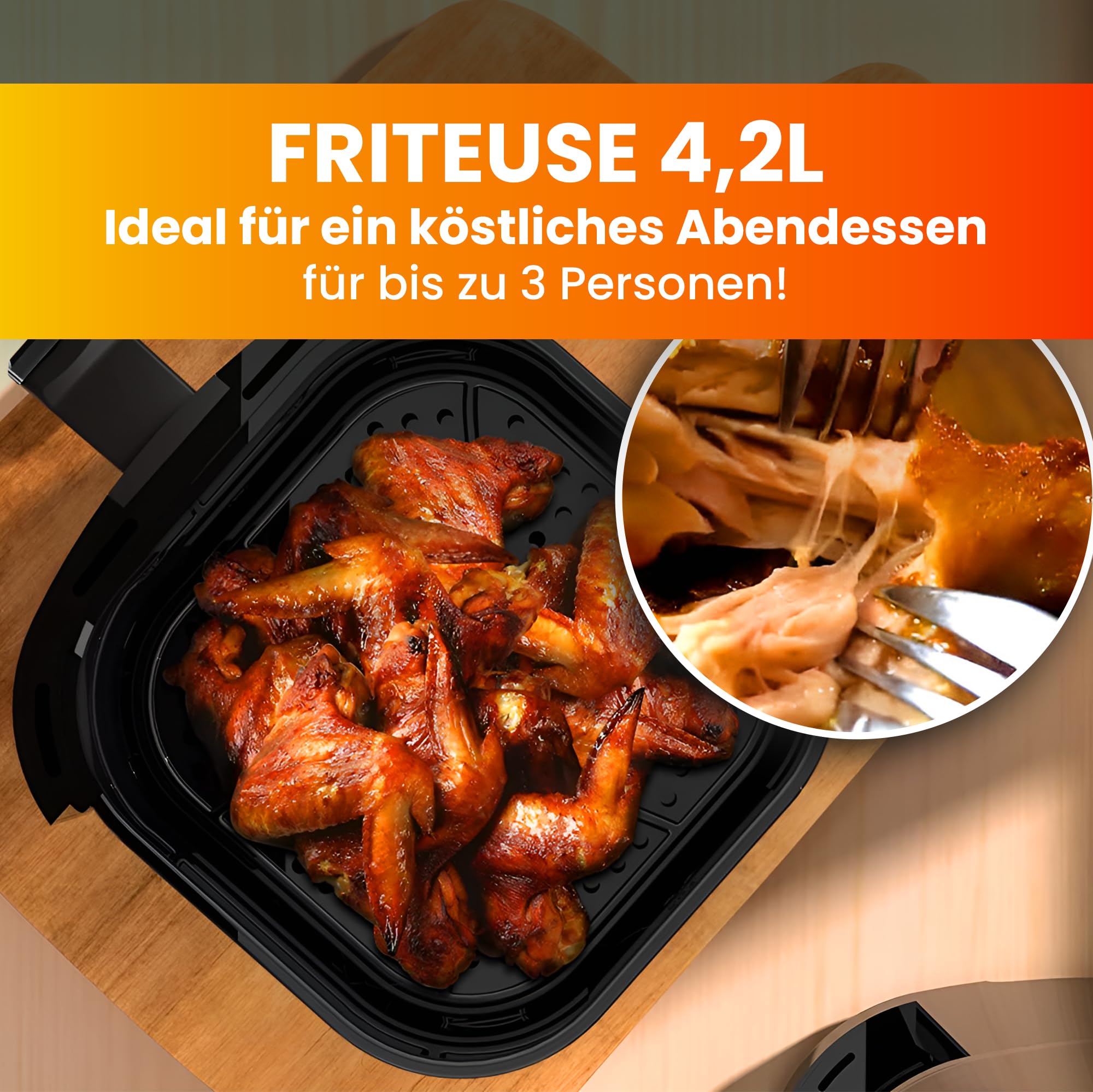 Extralink Heissluftfritteuse 4,2L 1400W Airfryer 10 Programme Touch LED