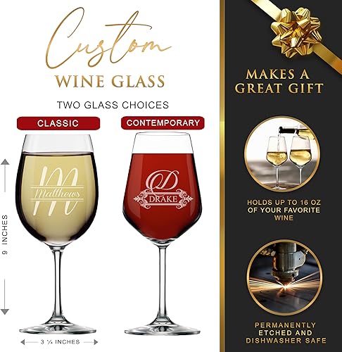 Miniatura 2 de My Personal Memories Copa de vino personalizada de 16 onzas con tallo - Personalizada con cualquier nombre