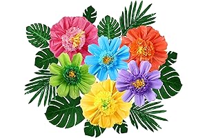 40 Pcs Over-sized Realistic Paper Flowers and Faux Leaves Party Decor