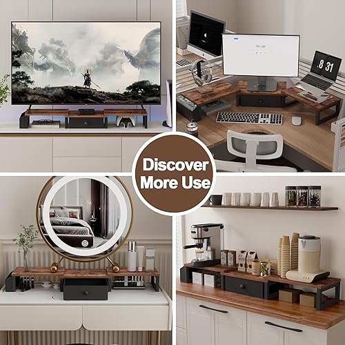 Miniatura 8 de LANDVOI Soporte de monitor doble resistente, con capacidad para 2 pantallas de hasta 27 pulgadas, elevador de monitor de longitud y ángulo