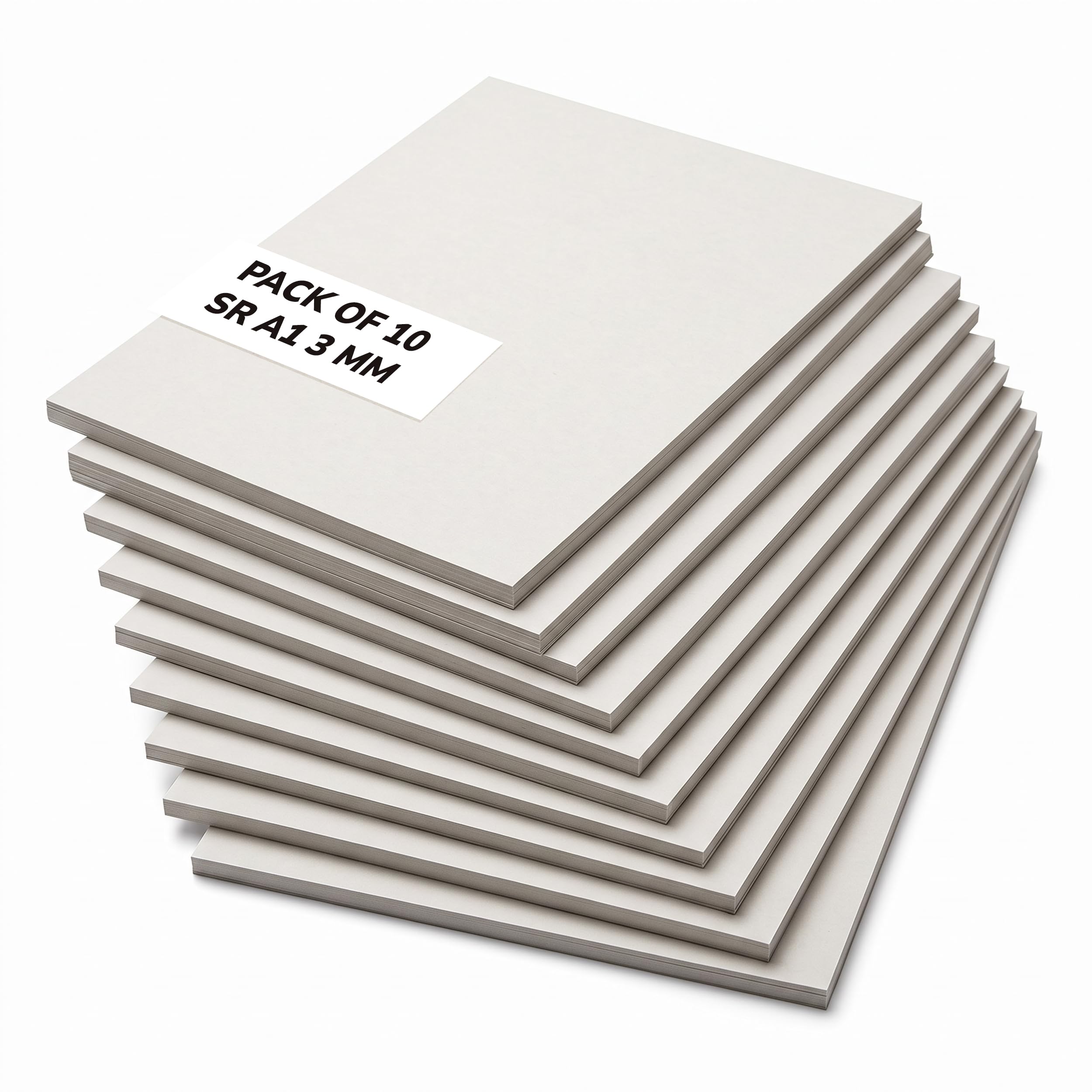 Papercutz SR A1 Greyboard Sheets for Craft (3 MM) (10 Sheets), Bookbinding, Modelling, Mounting Art Prints & Photographs, Durable, 100% Recycled Thick Backing Cardboard