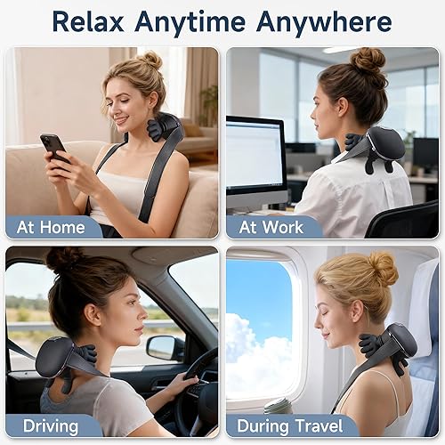 Miniatura 7 de Masajeador de cuello para aliviar el dolor de tejido profundo, hombros y espalda con calor, diseño biónico de manos para relajación muscular