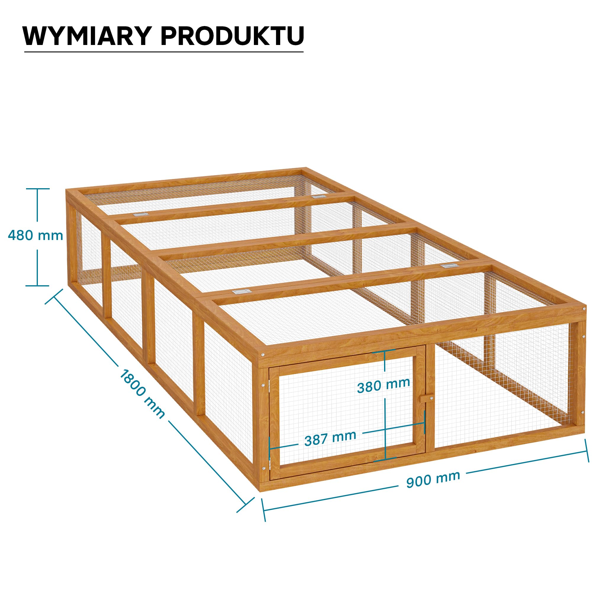 Wiltec XXL wybieg zewnętrzny drewniany 1800 x 900 x 480 mm, wybieg skrzyniowy z pokrywą na zawiasach, wybieg dla małych zwierząt dla królików i zajęcy, wybieg zewnętrzny