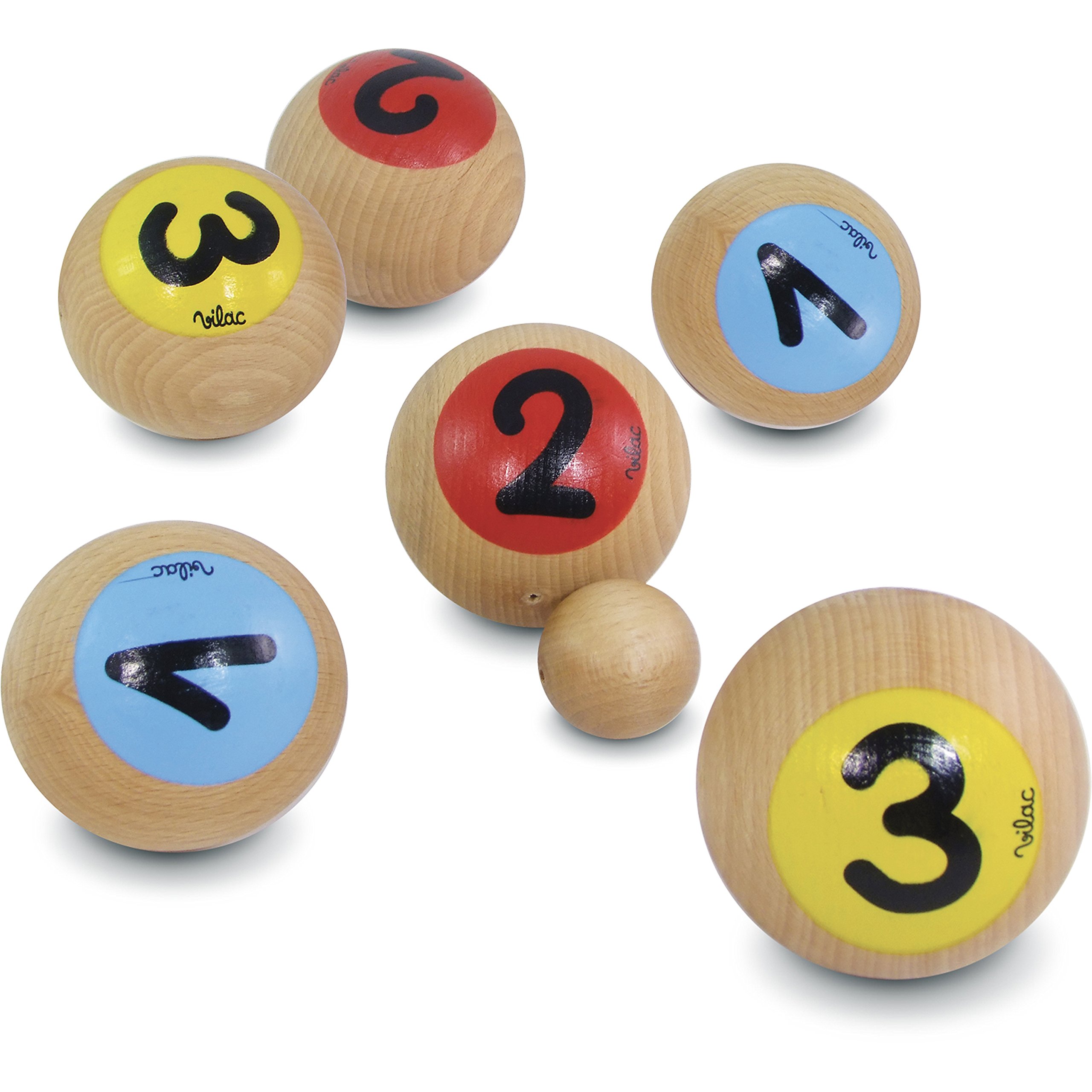 VILAC - jouet en bois - Jeux de plein air - Jeu de Pétanque 1, 2, 3 en Sac - 4053