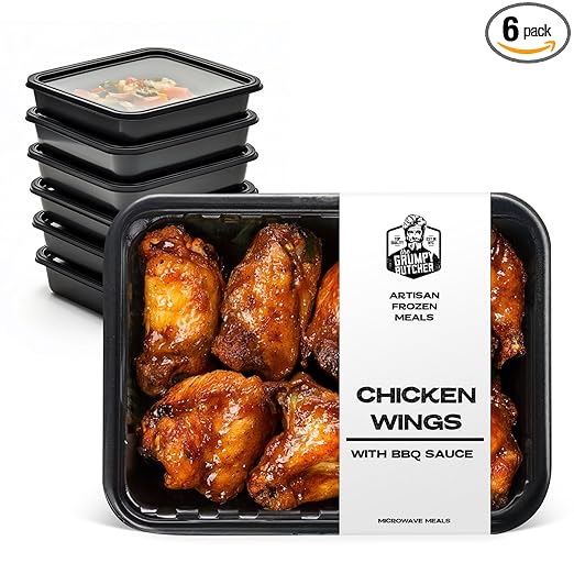 Grumpy Butcher Premium Premade Meals: BBQ Chicken Wings, 10 Ounces (Pack of 6) – Artisan Frozen Meals - Small Batch Chef-Crafted Frozen Dinners Healthy Lunch Appetizer