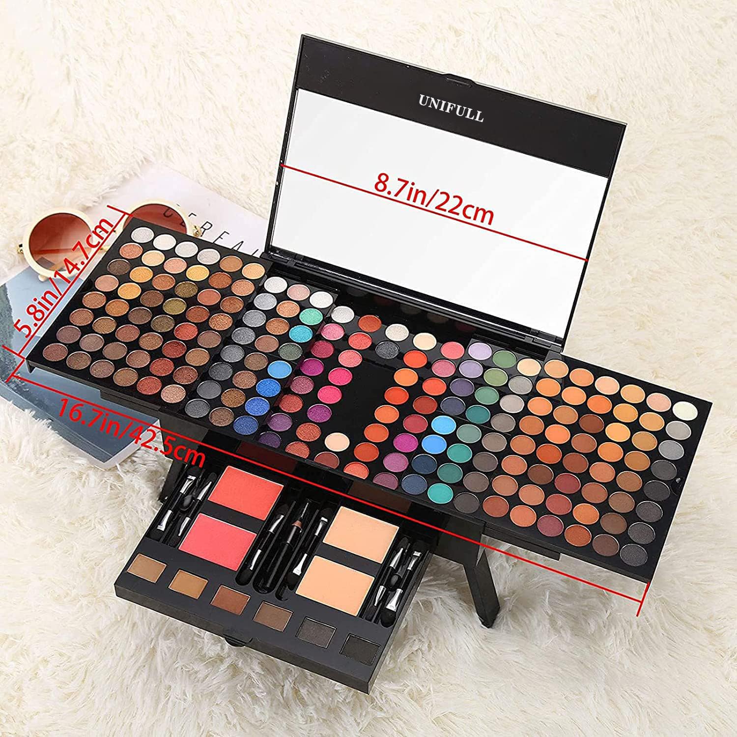 UNIFULL Paleta de maquillaje profesional de 190 colores para mujeres, set completo de maquillaje todo en uno para mujeres