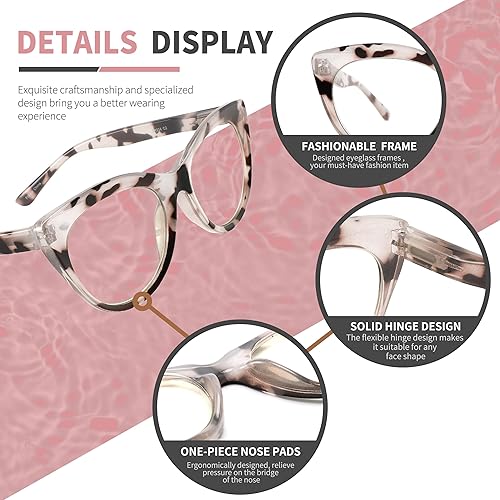 Miniatura 7 de IVNUOYI Paquete de 4 lentes de lectura con bloqueo de luz azul para mujeres, elegantes anteojos de computadora para mujer con bisagra de resorte