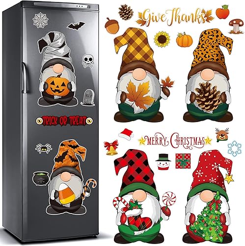 27 imanes de nevera de Navidad, imanes de nevera navideños, imanes de Feliz Navidad, gnomo de bricolaje, calcomanías magnéticas para el hogar,