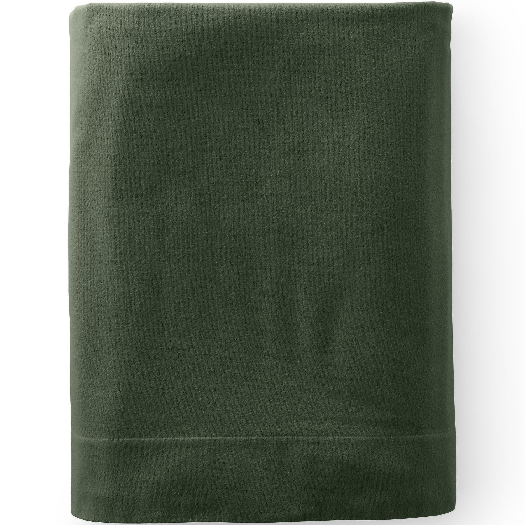 Lands' End 5oz Flannel Solid Flat Sheet Fresh Evergreen Queen