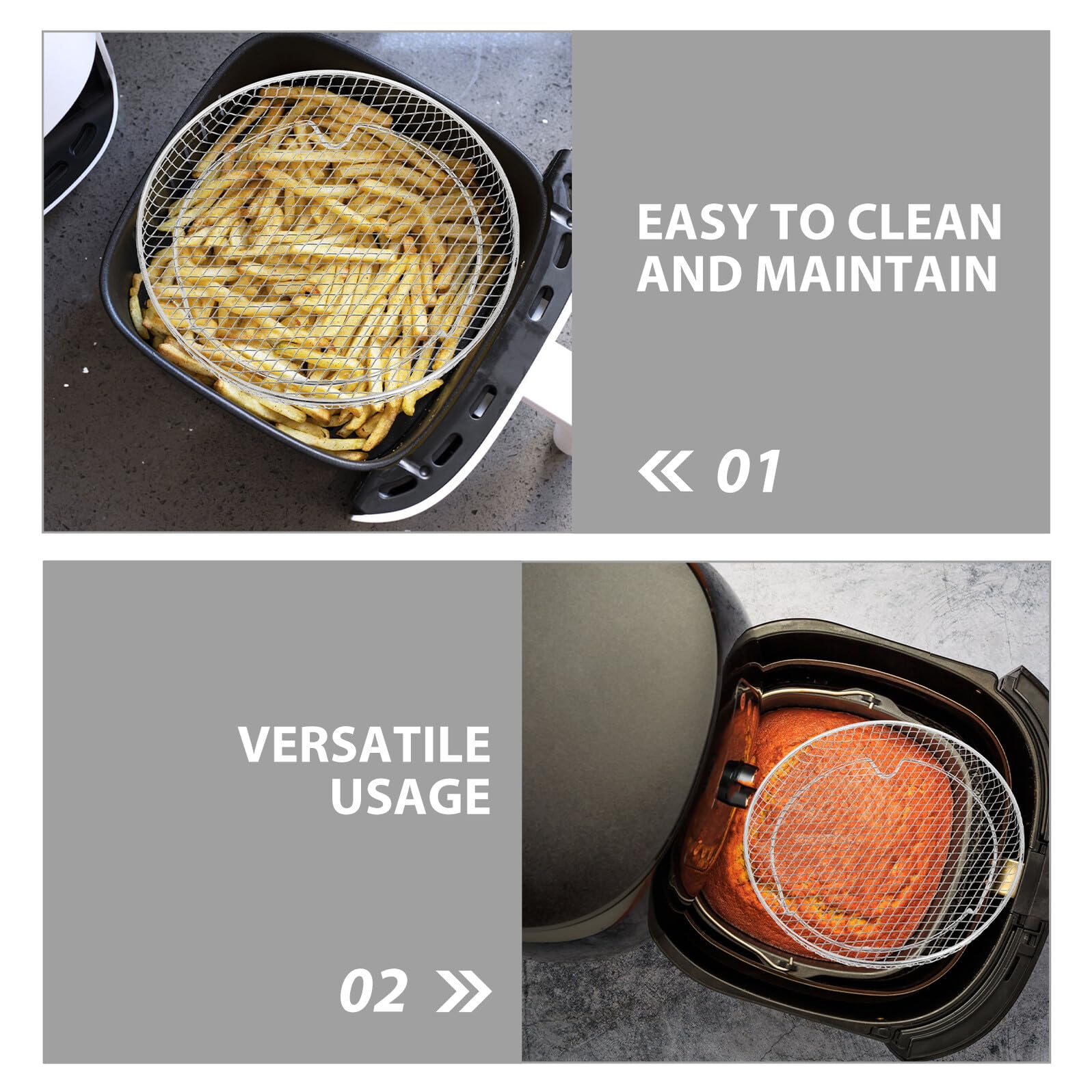 LIFKOME 13 piezas Rejillas Apilables para Freidora de Aire Bandejas Redondas de Acero Inoxidable con Patas y Cepillo Accesorios Duraderos para Hornear Asar y Deshidratar Cocina