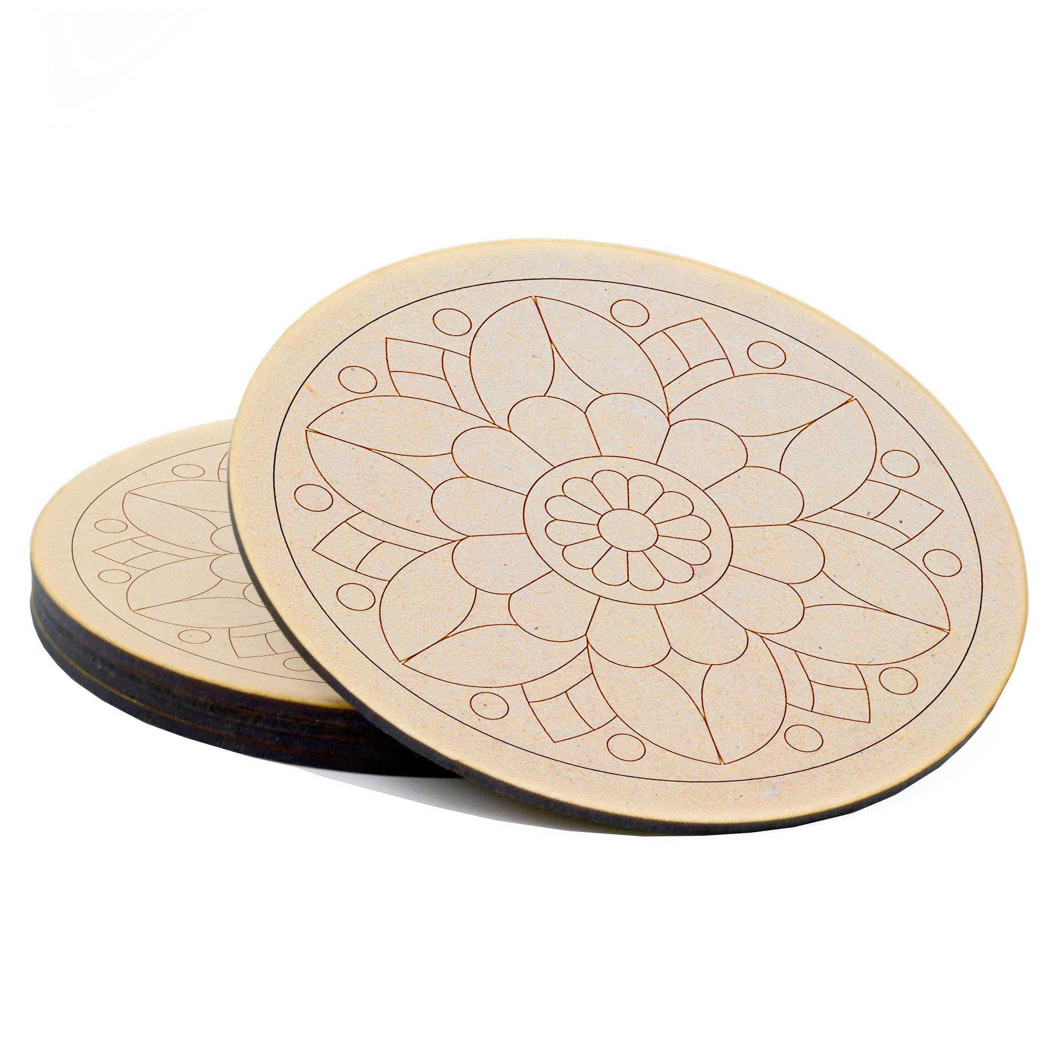 AJANTA ROYAL Wooden Pre Marked Circle MDF 3.5 mm Thick Round Cutouts for Art & Craft, Resin Art, Lipan Art, Madhubani Art, Mandala Art, Pyrography, DIY Painting MDL-03 (8x8 Inch) Qty:5-image-27