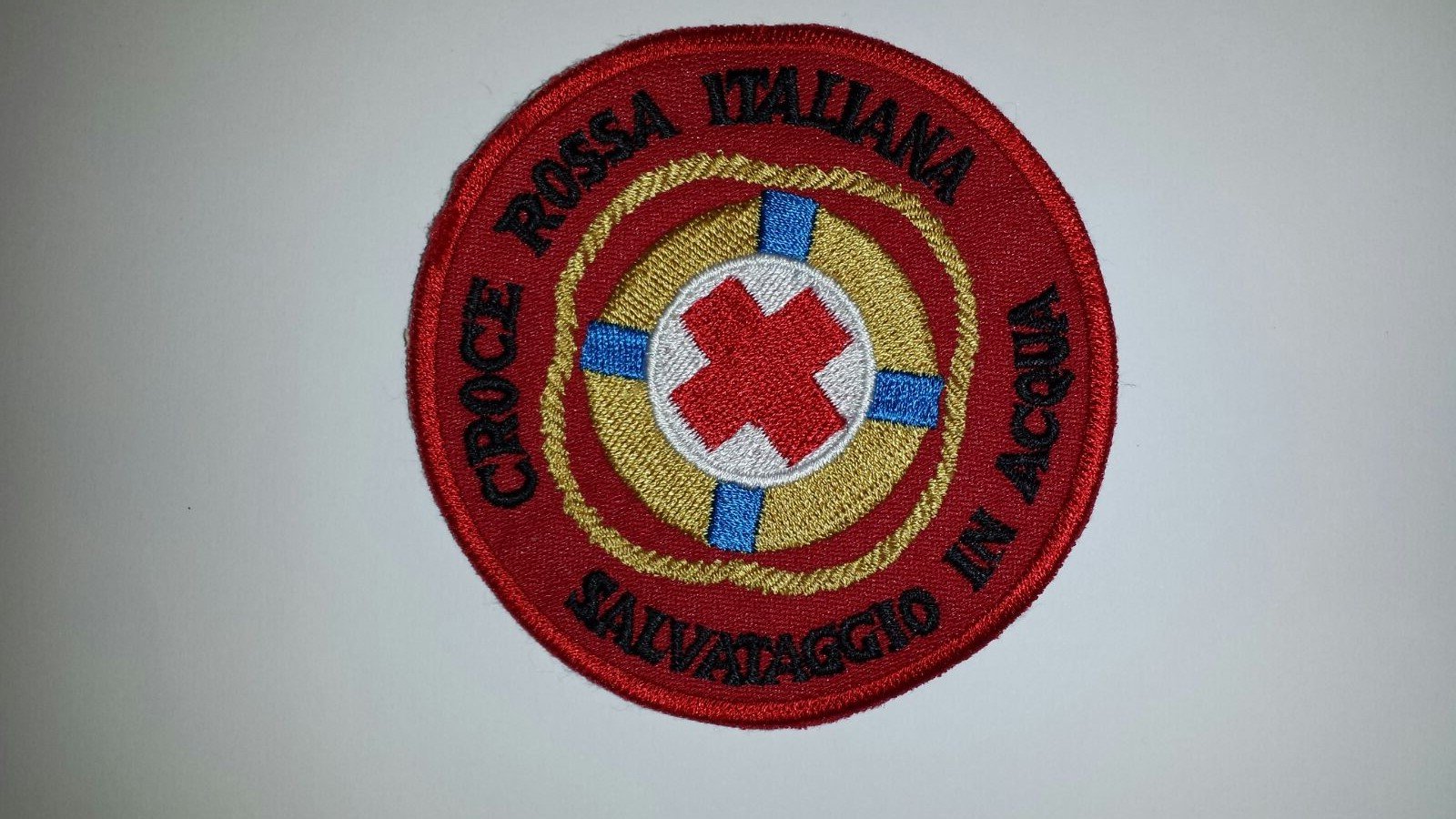 MAREL Patch Croce Rossa Italiana Nome Gruppo cm 12 x 3 Toppa con Nastro a Strappo Ricamo -637