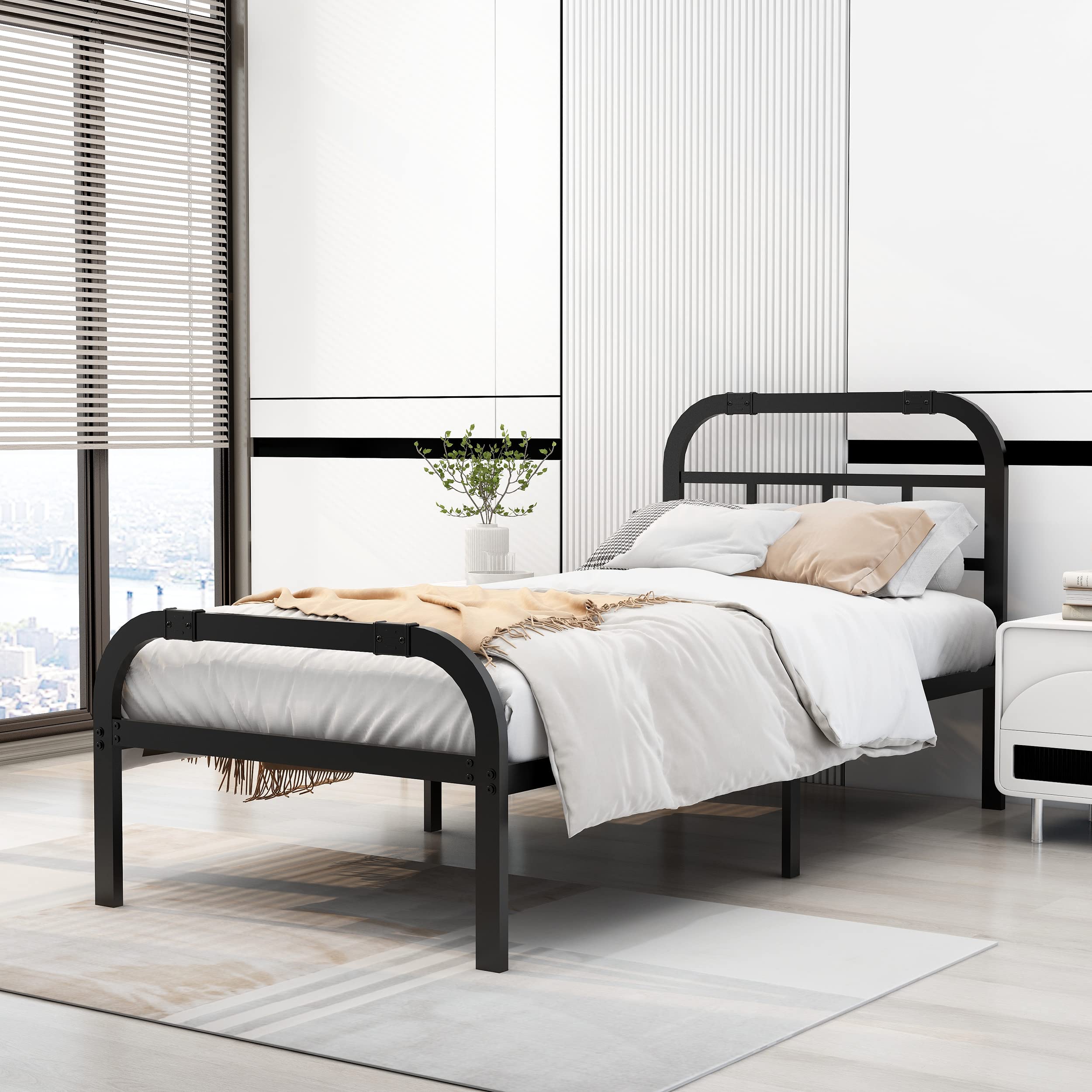 alazyhome Metal Platform Heavy Duty Twin XL Size Bed Frame with