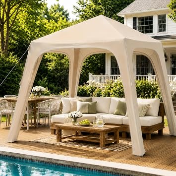 Quick-Setup Inflatable Gazebo with Manual Air Pump Included; Portable & Easy to Carry, Fits 46 People. Easy Setup Waterproof Oxford Gazebo for Backyard, Camping, Picnic & Outdoor Gatherings