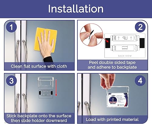 Miniatura 6 de Marketing Holders Paquete de 2 portatarjetas de negocios para vehículos, plástico transparente, adhesivo para llevar una tarjeta, pegatina