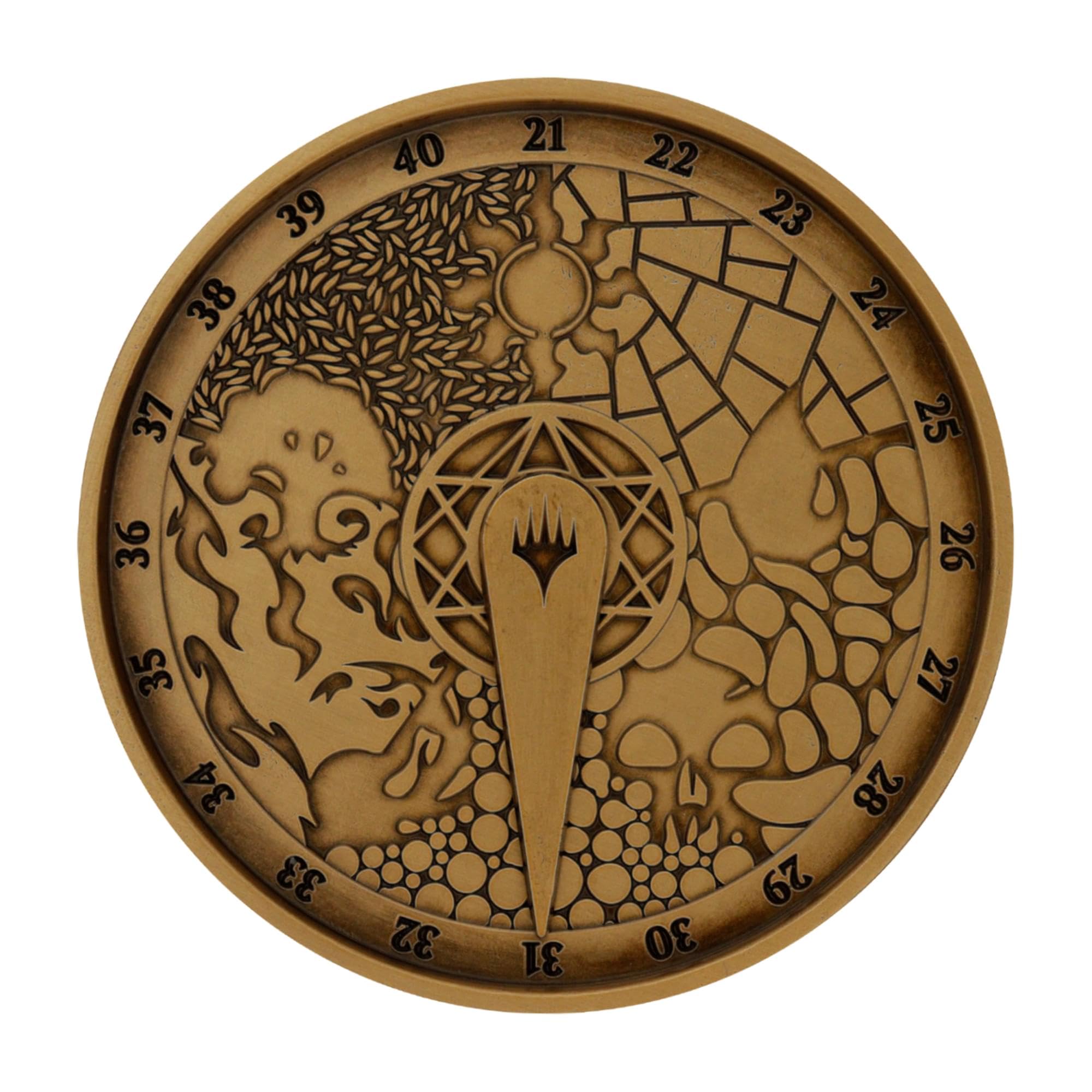 Compteur de Points de Vie Magic: The Gathering® – Compteur de Points de Vie en métal sous Licence Officielle avec Cadran Rotatif – Permet de Compter Jusqu’à 40 Points de Vie – Finition Antique
