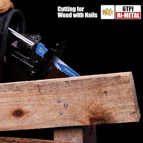 Miniatura 8 de EZARC Juego de hojas de sierra recíproca de 12 piezas, juego de cuchillas de corte multiusos, hojas de sierra de podadora