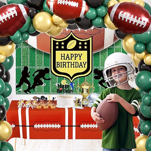Miniatura 6 de Winrayk 124 piezas de decoraciones de fiesta de fútbol, suministros de cumpleaños, mantel de arco de globos de fútbol de 27 pulgadas, globos de
