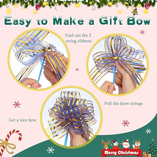 Miniatura 17 de Poen 24 lazos de organza de Navidad de 6 pulgadas, lazos grandes para envolver regalos, manualidades, para envolver regalos con cinta para cestas