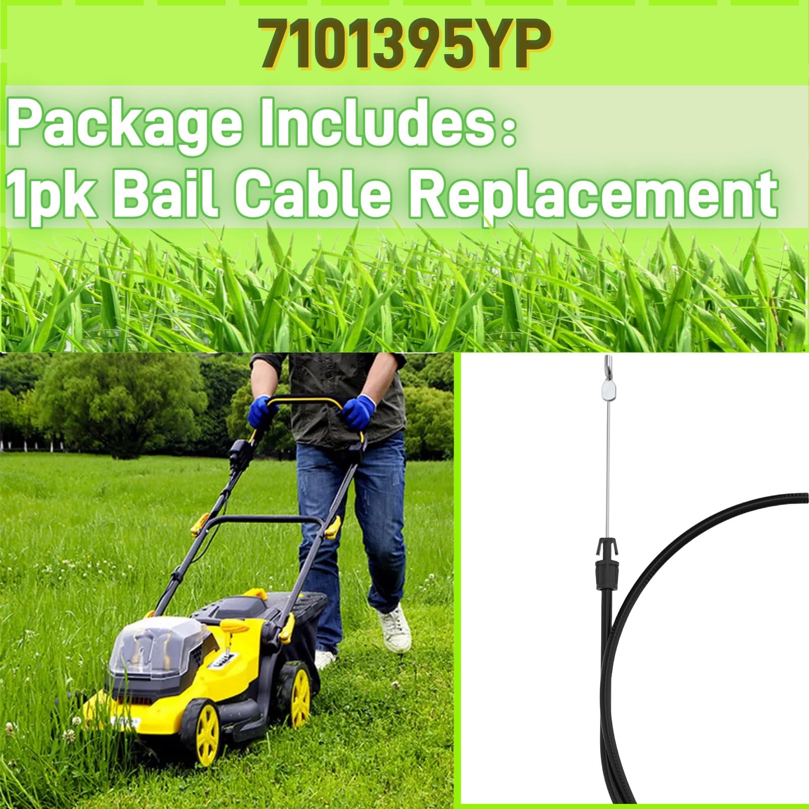 Yard Force Lawn Mower Parts Aocies 7101395YP Bail Cable Compatible
